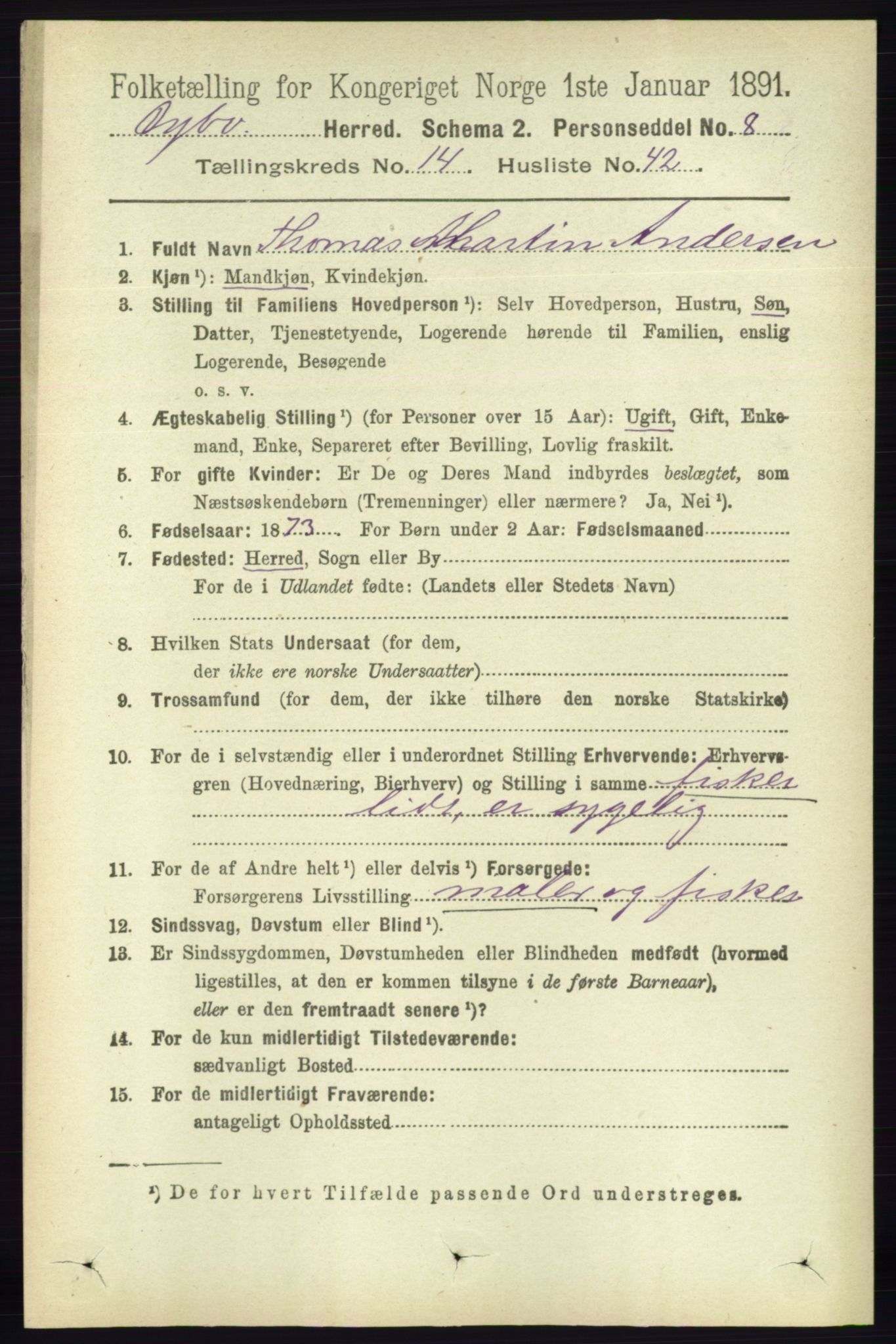 RA, 1891 census for 0915 Dypvåg, 1891, p. 5983