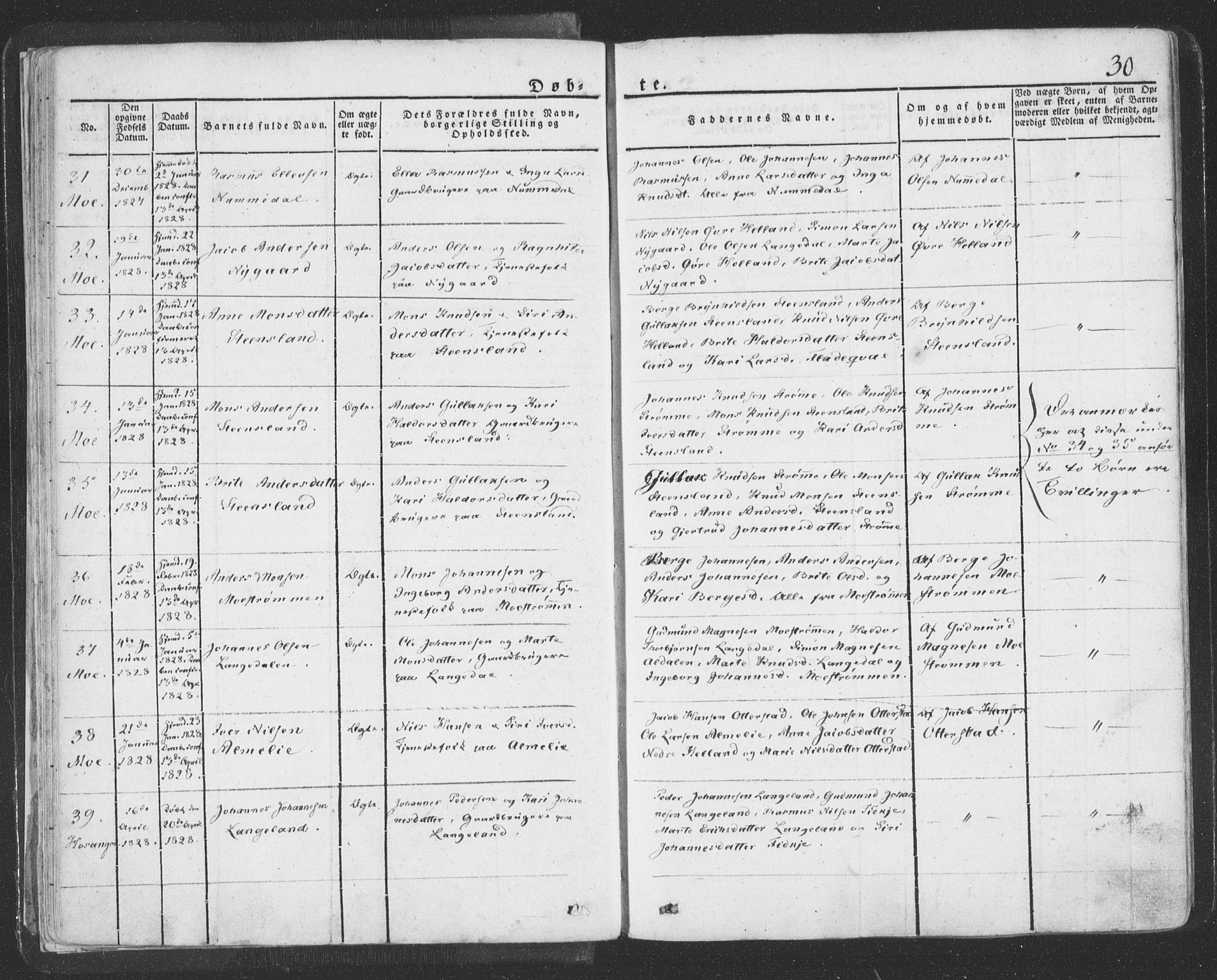 Hosanger sokneprestembete, AV/SAB-A-75801/H/Haa: Parish register (official) no. A 6, 1824-1835, p. 30