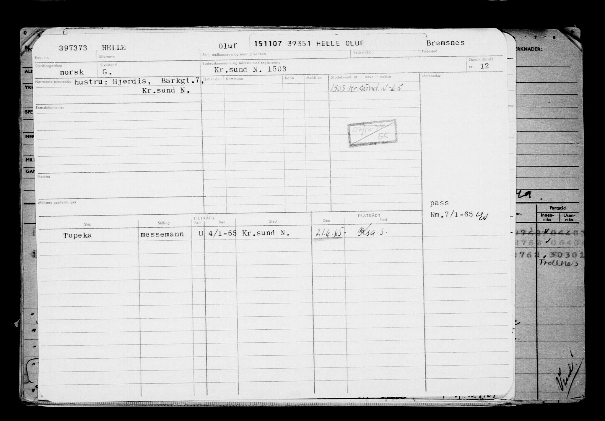 Direktoratet for sjømenn, AV/RA-S-3545/G/Gb/L0074: Hovedkort, 1907, p. 174