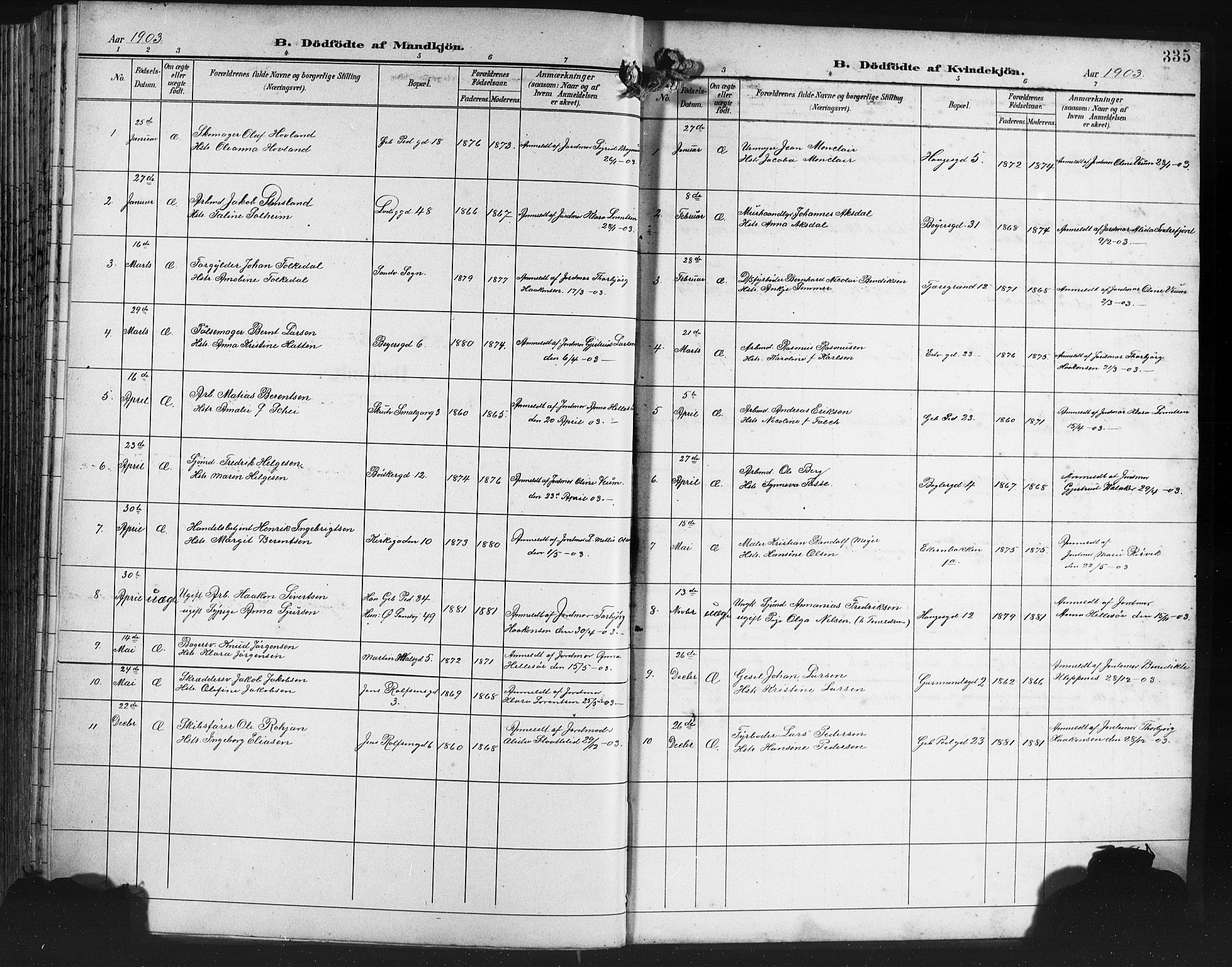 Sandviken Sokneprestembete, SAB/A-77601/H/Hb/L0004: Parish register (copy) no. B 1, 1901-1914, p. 335