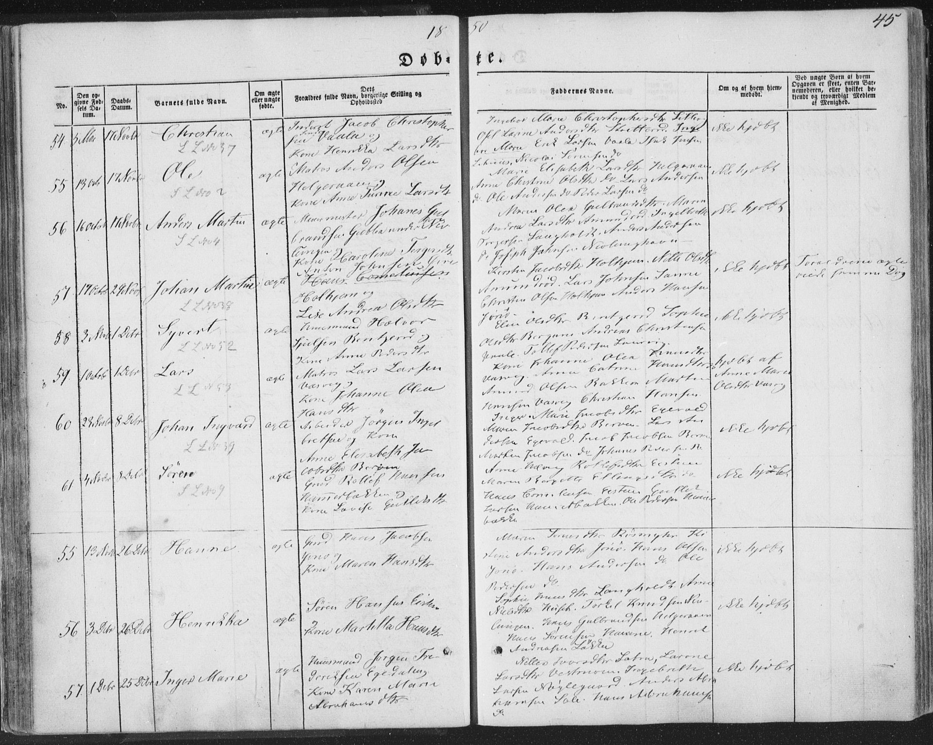 Brunlanes kirkebøker, AV/SAKO-A-342/F/Fa/L0004: Parish register (official) no. I 4, 1846-1862, p. 45