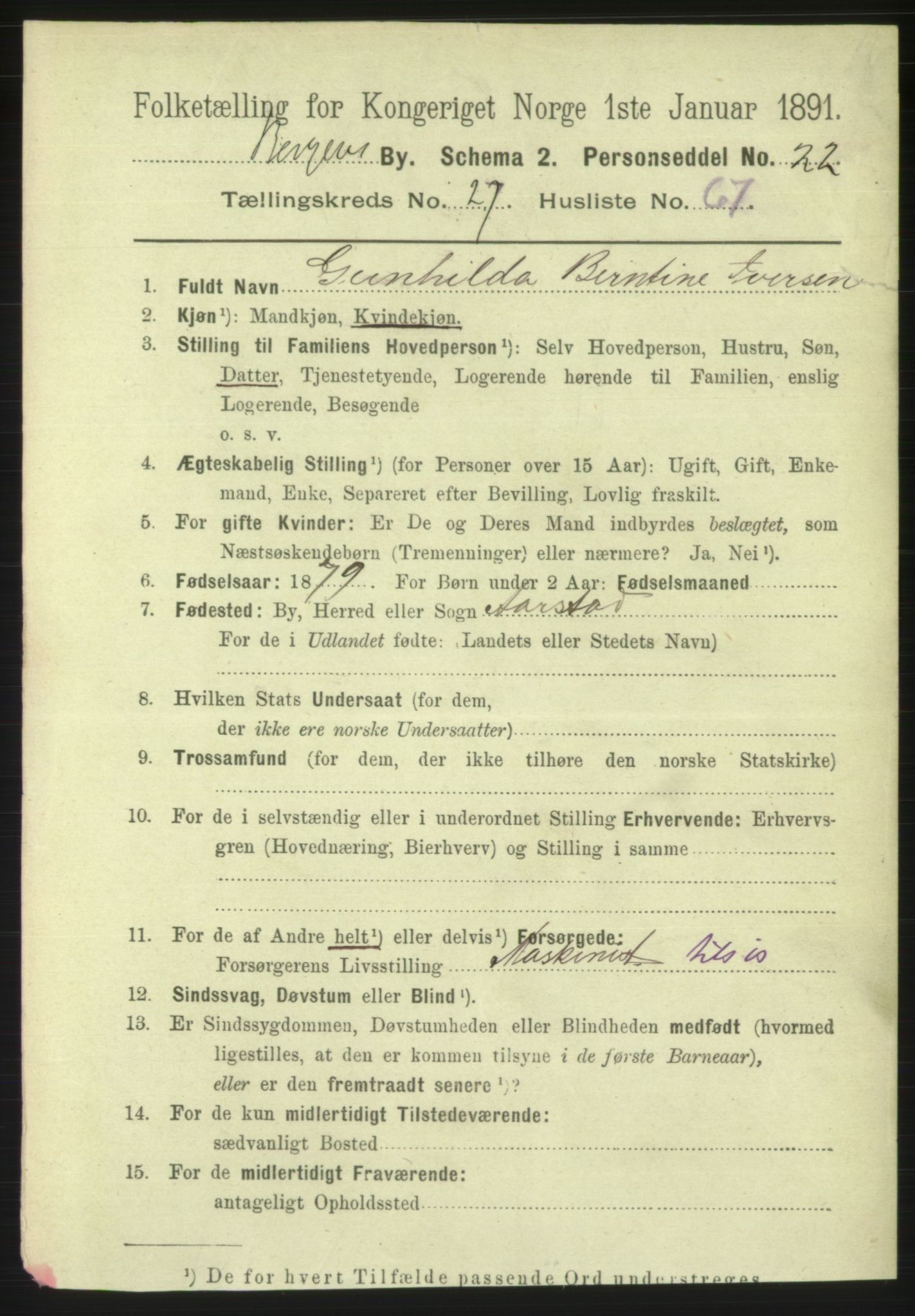 RA, 1891 Census for 1301 Bergen, 1891, p. 36338