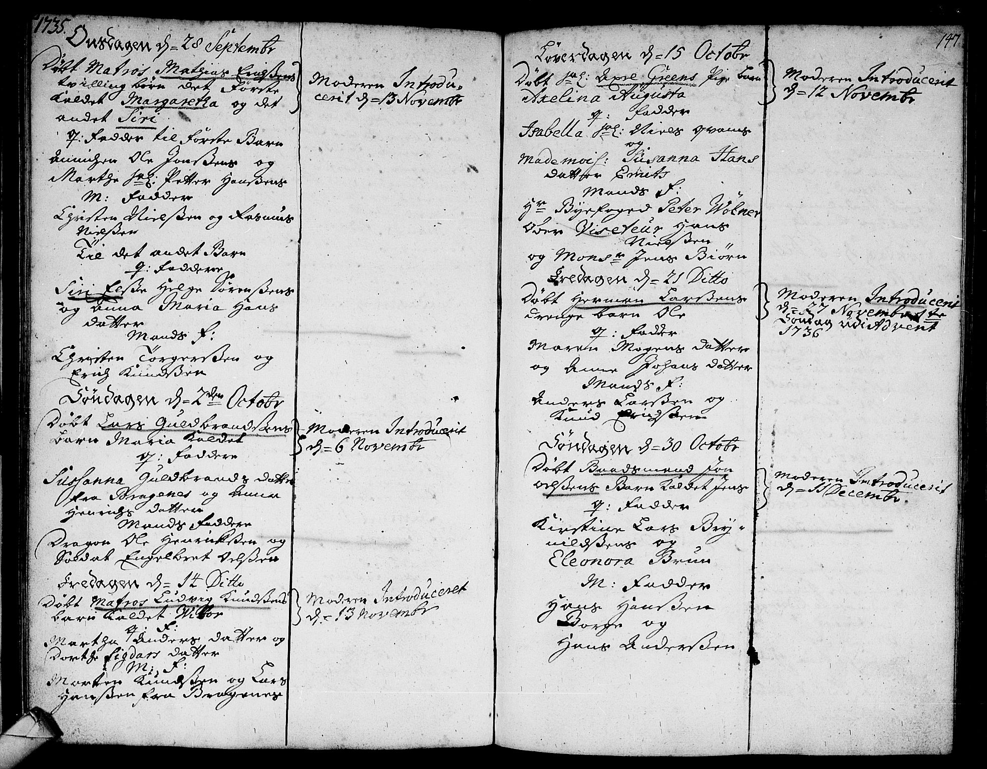 Strømsø kirkebøker, AV/SAKO-A-246/F/Fa/L0005: Parish register (official) no. I 5, 1734-1739, p. 147