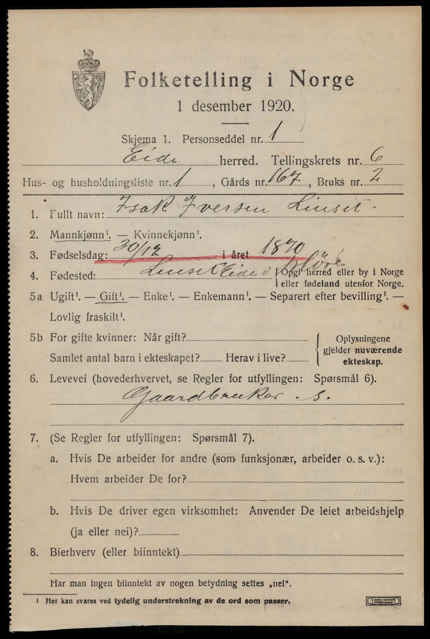 SAT, 1920 census for Eid (MR), 1920, p. 2824