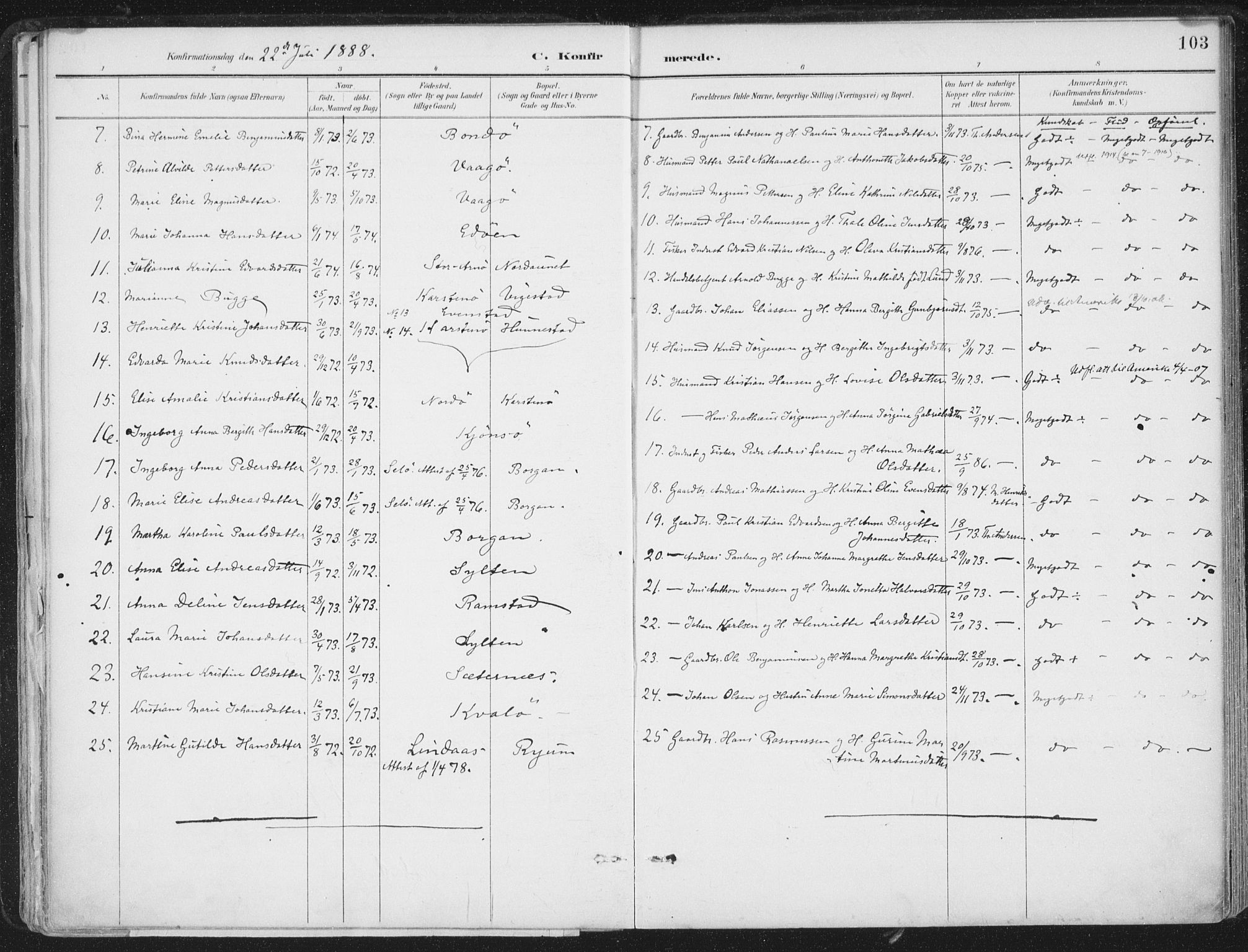 Ministerialprotokoller, klokkerbøker og fødselsregistre - Nord-Trøndelag, SAT/A-1458/786/L0687: Parish register (official) no. 786A03, 1888-1898, p. 103