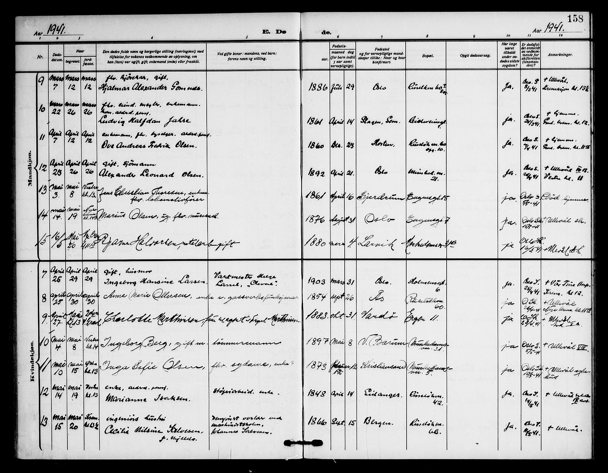 Piperviken prestekontor Kirkebøker, SAO/A-10874/F/L0005: Parish register (official) no. 5, 1911-1949, p. 158