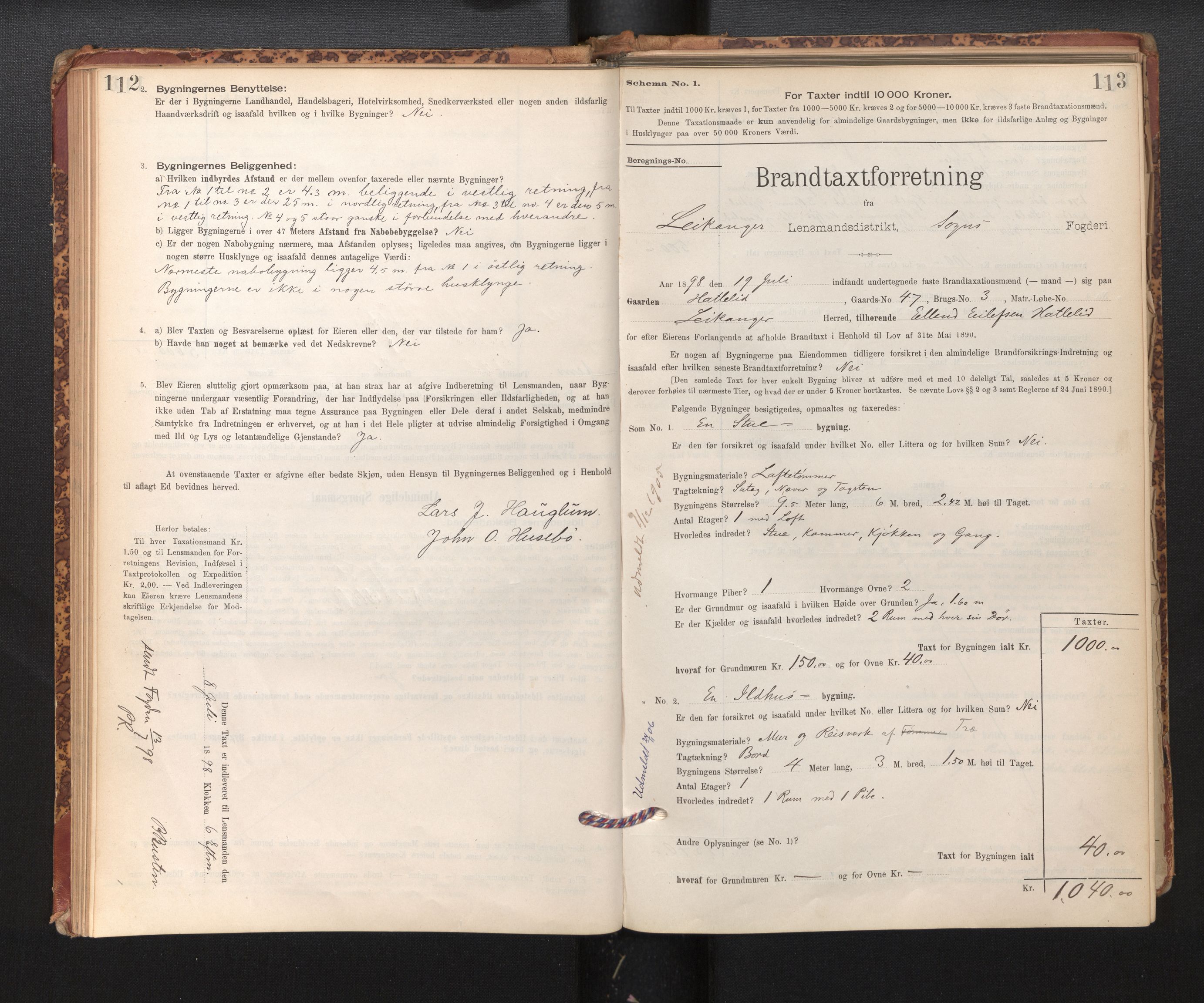 Lensmannen i Leikanger, AV/SAB-A-29201/0012/L0004: Branntakstprotokoll, skjematakst, 1894-1903, p. 112-113