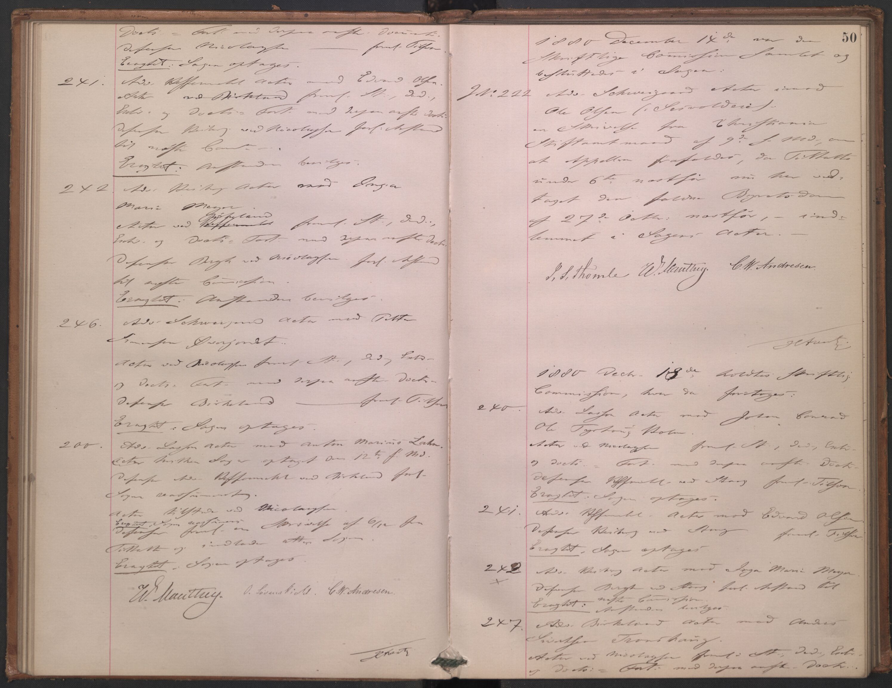 Høyesterett, AV/RA-S-1002/E/Ef/L0014: Protokoll over saker som gikk til skriftlig behandling, 1879-1884, p. 49b-50a