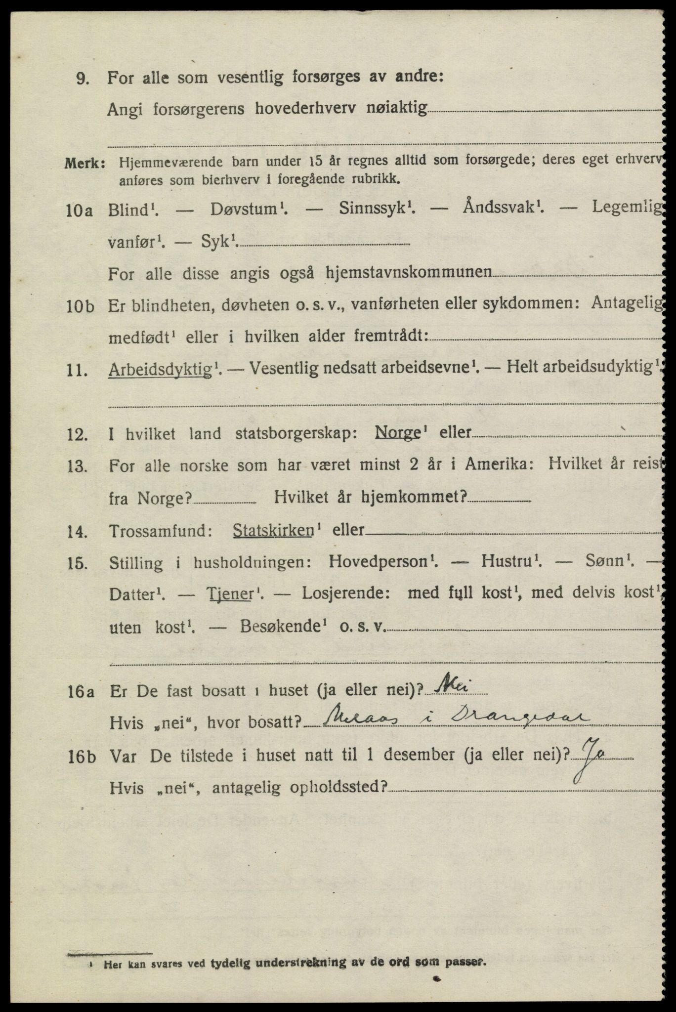 SAKO, 1920 census for Drangedal, 1920, p. 7486