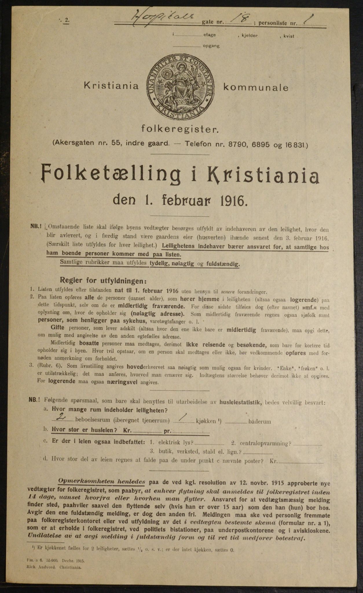 OBA, Municipal Census 1916 for Kristiania, 1916, p. 42192