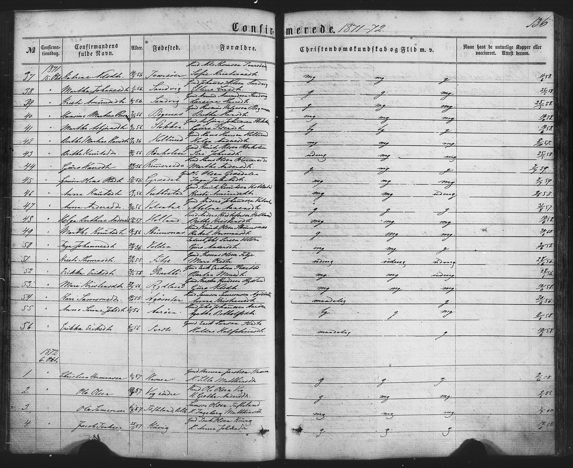 Fitjar sokneprestembete, SAB/A-99926: Parish register (official) no. A 1, 1862-1881, p. 136