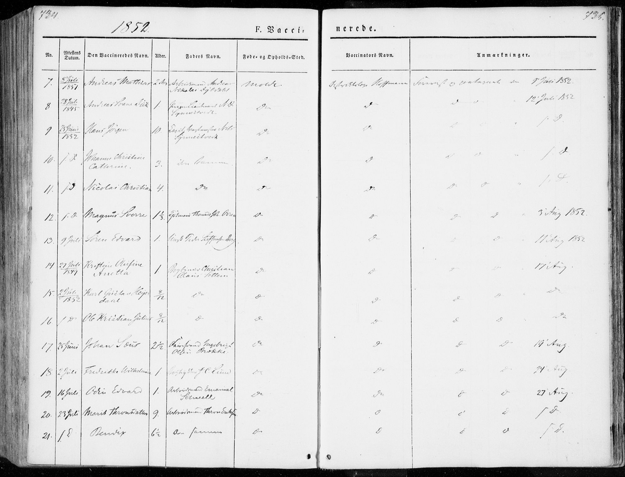 Ministerialprotokoller, klokkerbøker og fødselsregistre - Møre og Romsdal, SAT/A-1454/558/L0689: Parish register (official) no. 558A03, 1843-1872, p. 734-735