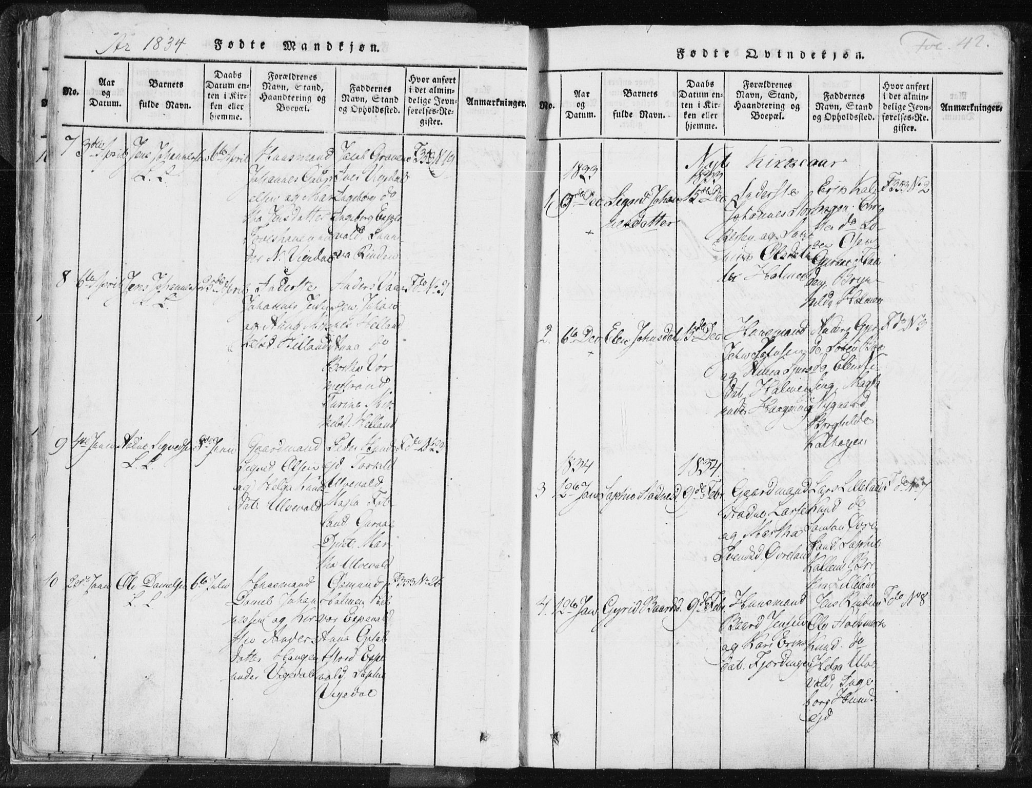 Vikedal sokneprestkontor, SAST/A-101840/01/IV: Parish register (official) no. A 3, 1817-1850, p. 42