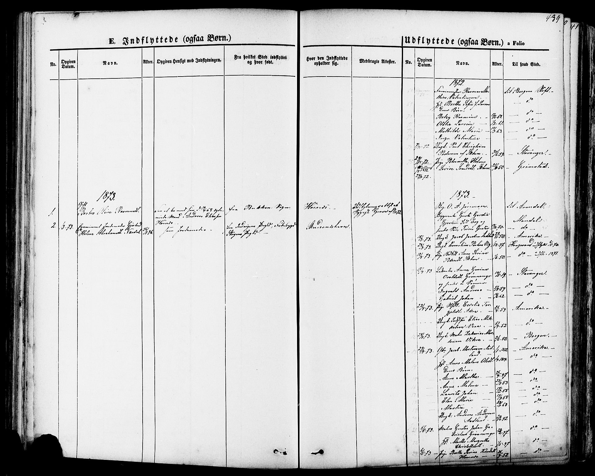 Skudenes sokneprestkontor, SAST/A -101849/H/Ha/Haa/L0006: Parish register (official) no. A 4, 1864-1881, p. 439