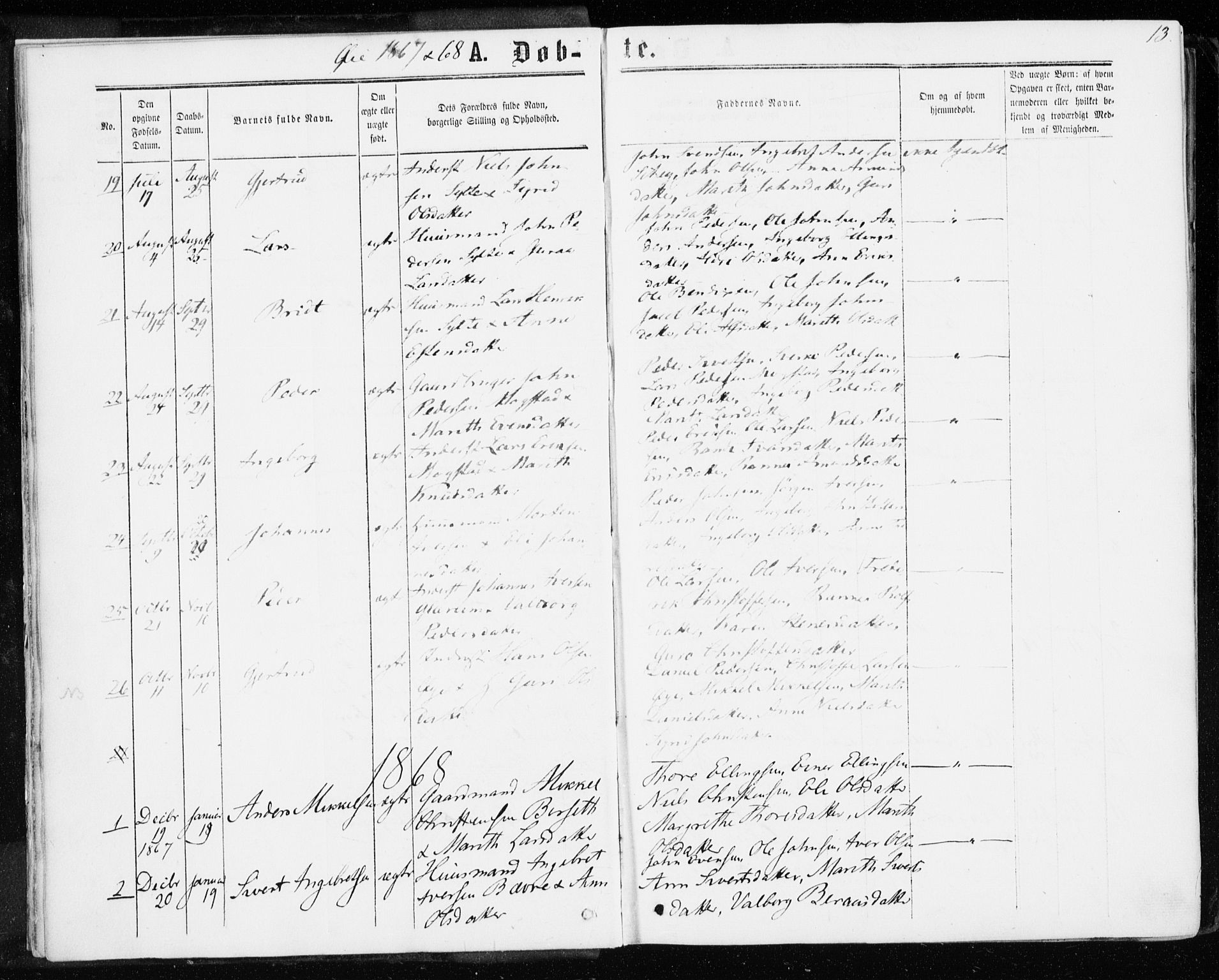 Ministerialprotokoller, klokkerbøker og fødselsregistre - Møre og Romsdal, AV/SAT-A-1454/595/L1045: Parish register (official) no. 595A07, 1863-1873, p. 13