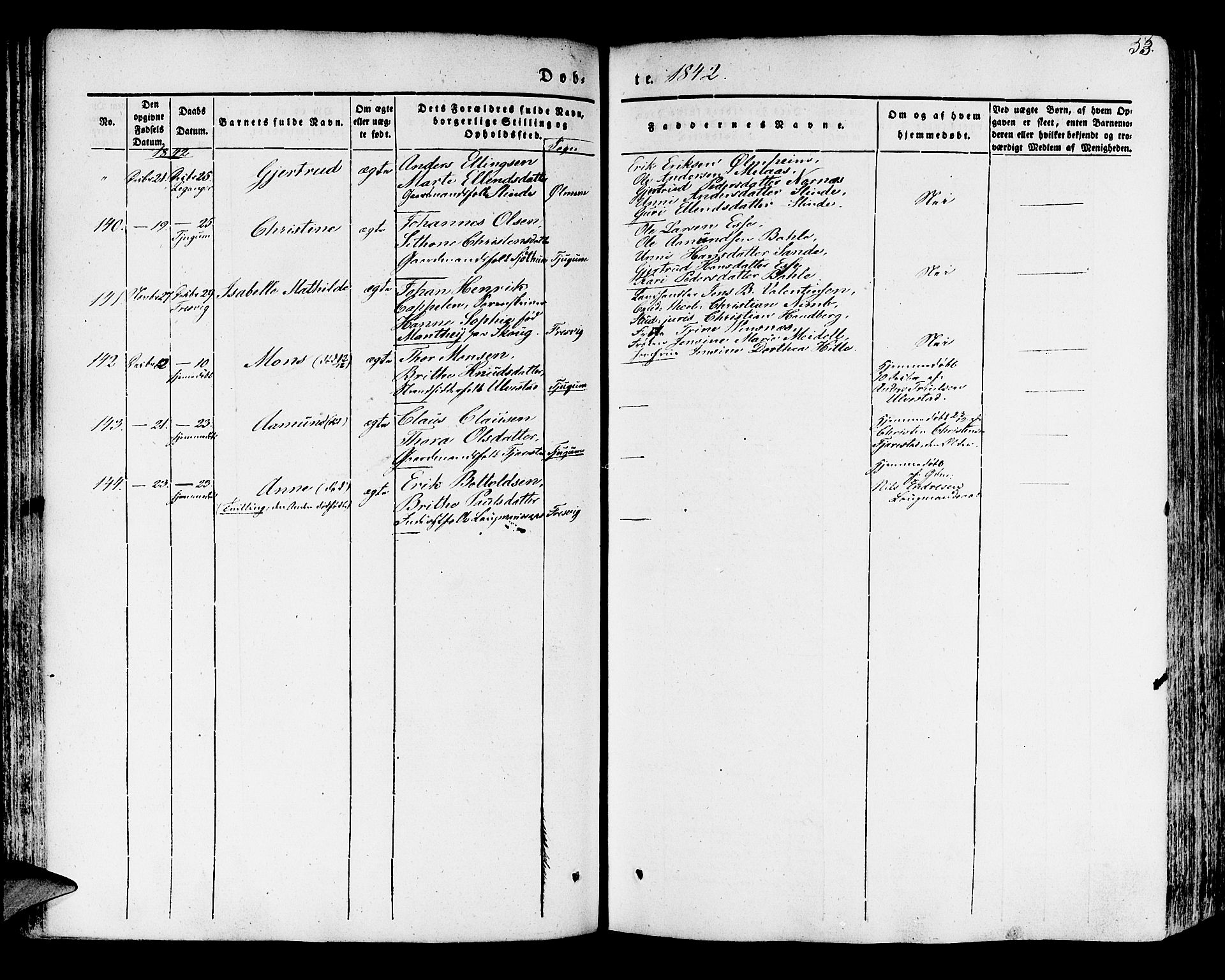 Leikanger sokneprestembete, AV/SAB-A-81001/H/Haa/Haaa/L0007: Parish register (official) no. A 7, 1838-1851, p. 53