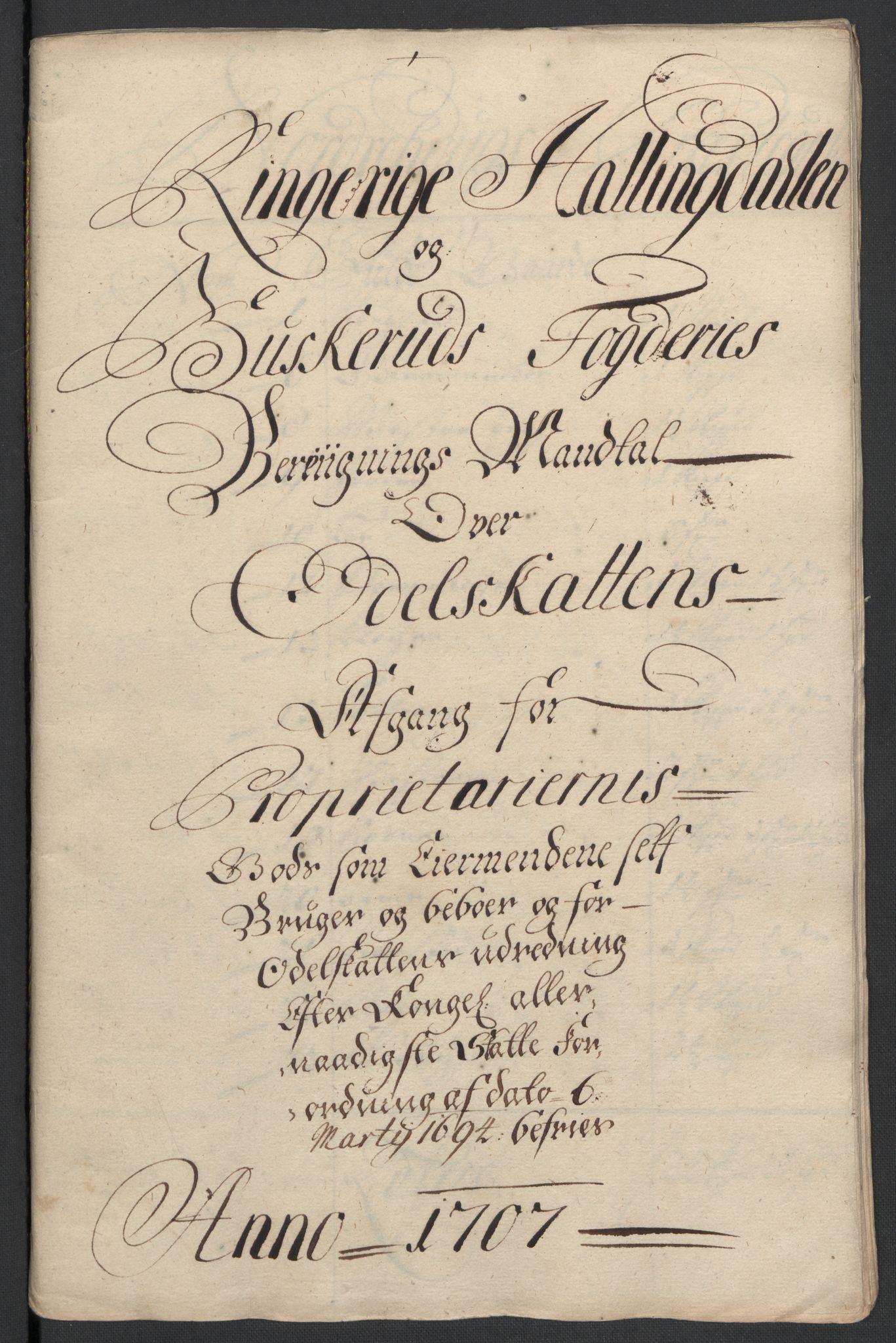 Rentekammeret inntil 1814, Reviderte regnskaper, Fogderegnskap, RA/EA-4092/R22/L1466: Fogderegnskap Ringerike, Hallingdal og Buskerud, 1707, p. 214