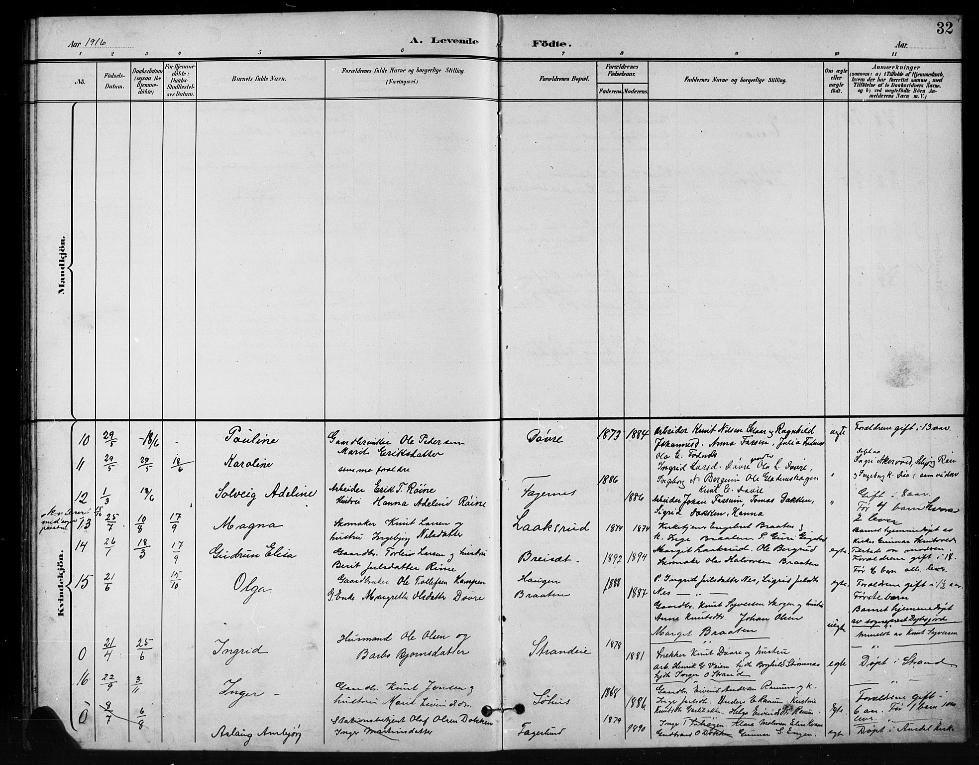 Nord-Aurdal prestekontor, SAH/PREST-132/H/Ha/Hab/L0011: Parish register (copy) no. 11, 1897-1918, p. 32