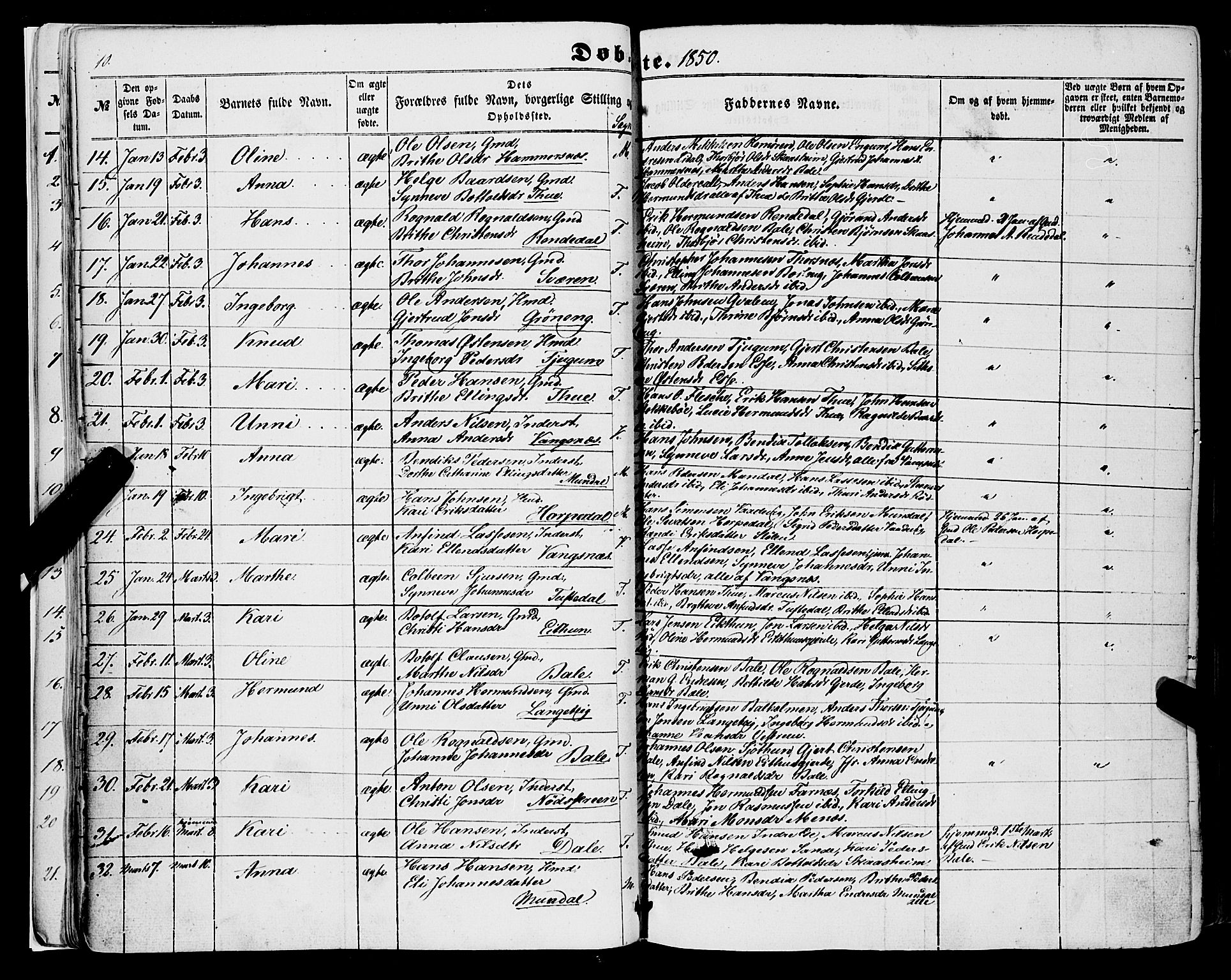 Balestrand sokneprestembete, SAB/A-79601/H/Haa/Haaa/L0002: Parish register (official) no. A 2, 1847-1866, p. 10