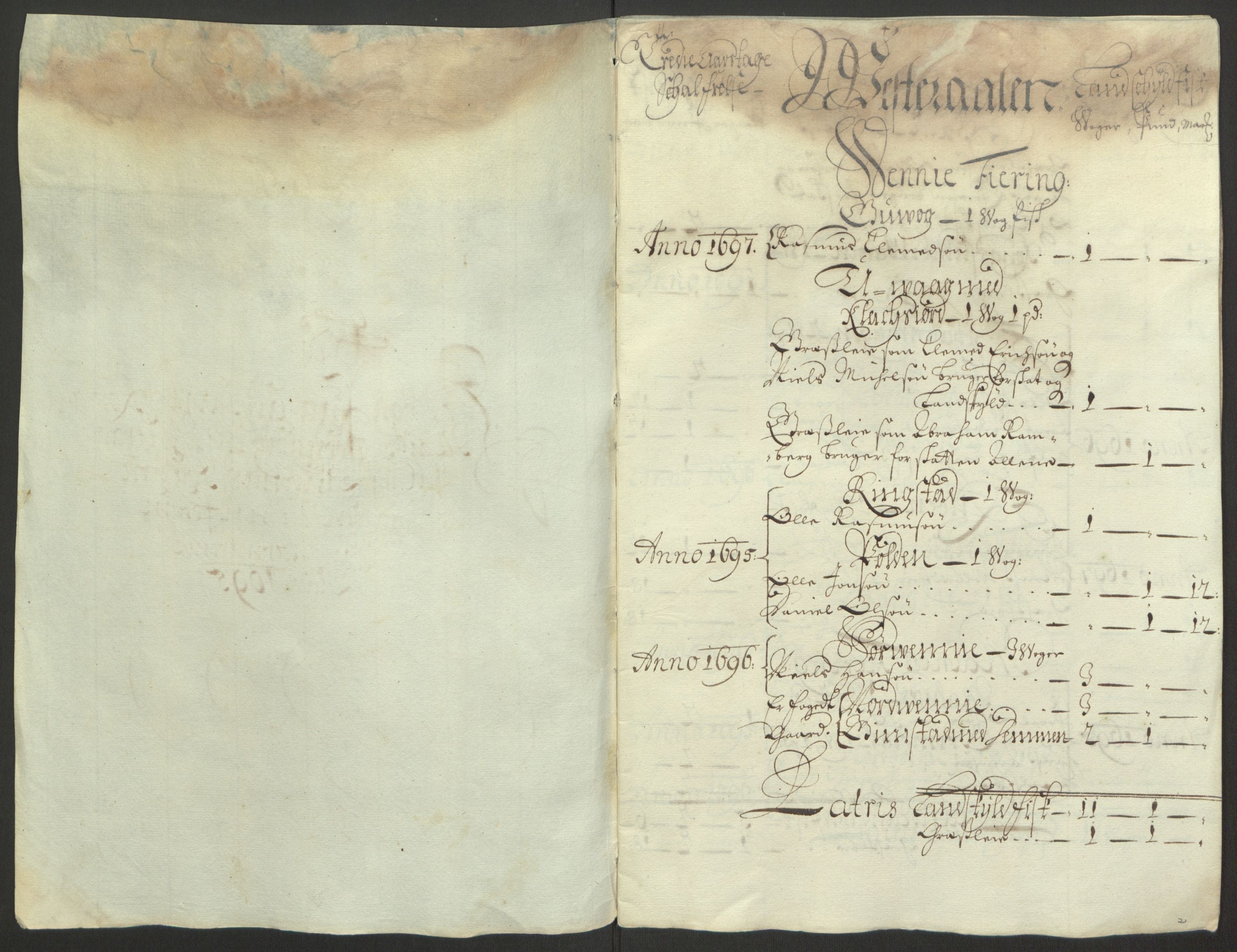 Rentekammeret inntil 1814, Reviderte regnskaper, Fogderegnskap, AV/RA-EA-4092/R67/L4677: Fogderegnskap Vesterålen, Andenes og Lofoten, 1694-1695, p. 265