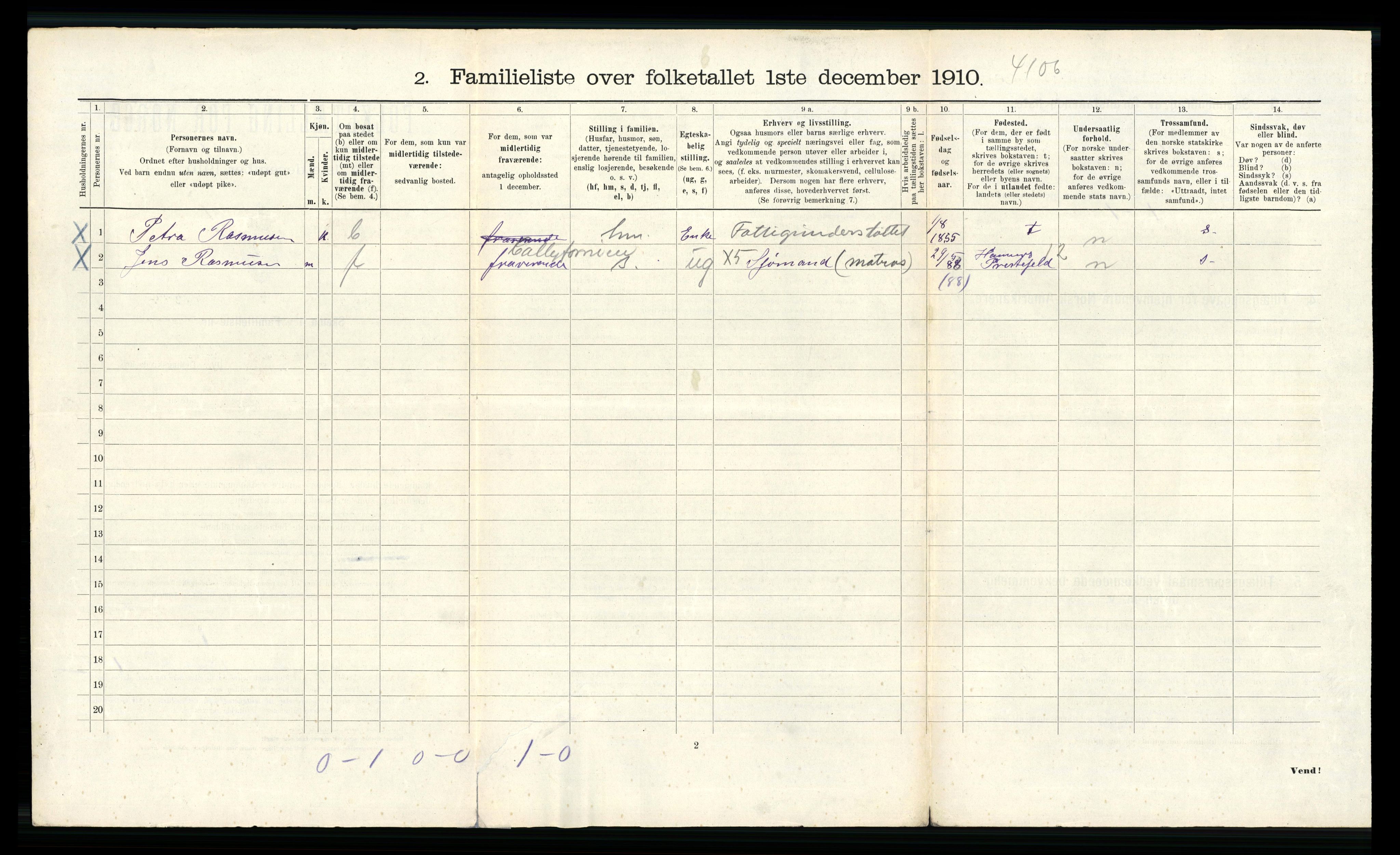 RA, 1910 census for Bergen, 1910, p. 19688