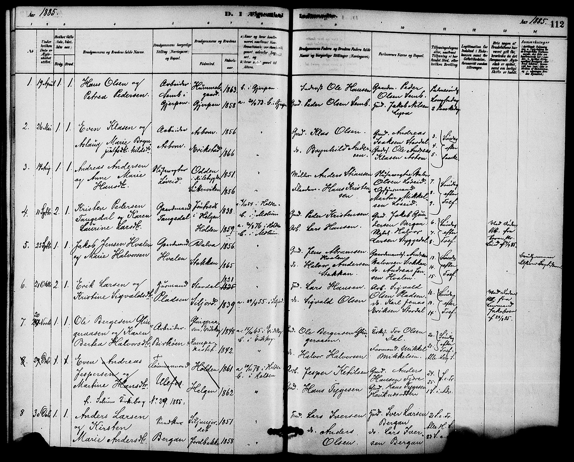 Solum kirkebøker, SAKO/A-306/F/Fb/L0001: Parish register (official) no. II 1, 1877-1892, p. 112