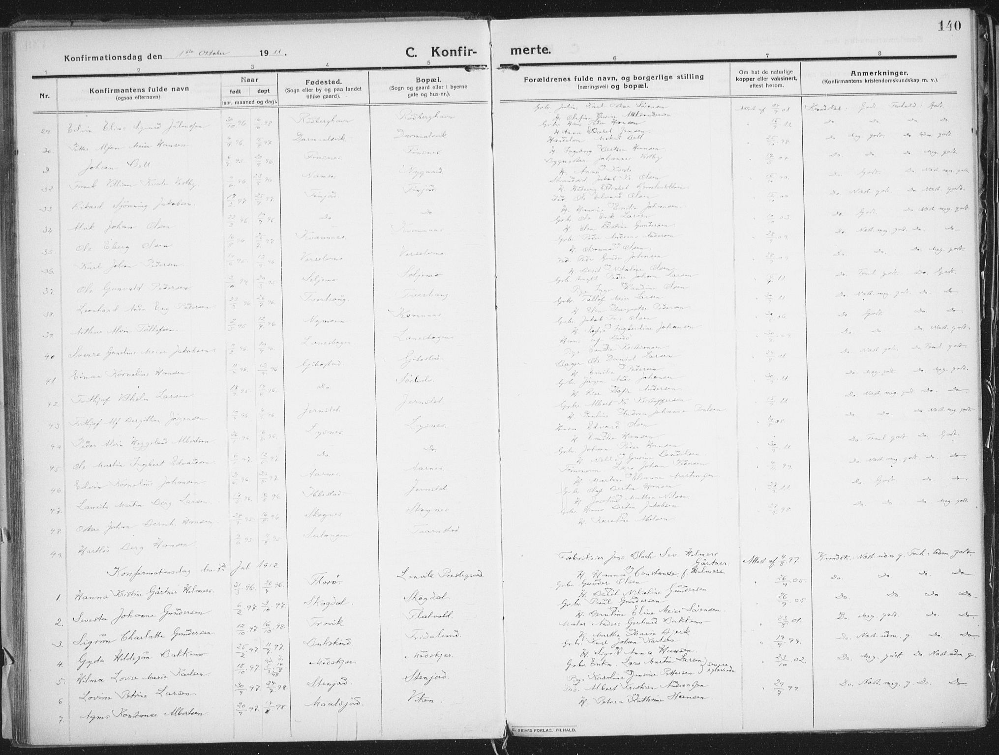 Lenvik sokneprestembete, SATØ/S-1310/H/Ha/Haa/L0016kirke: Parish register (official) no. 16, 1910-1924, p. 140