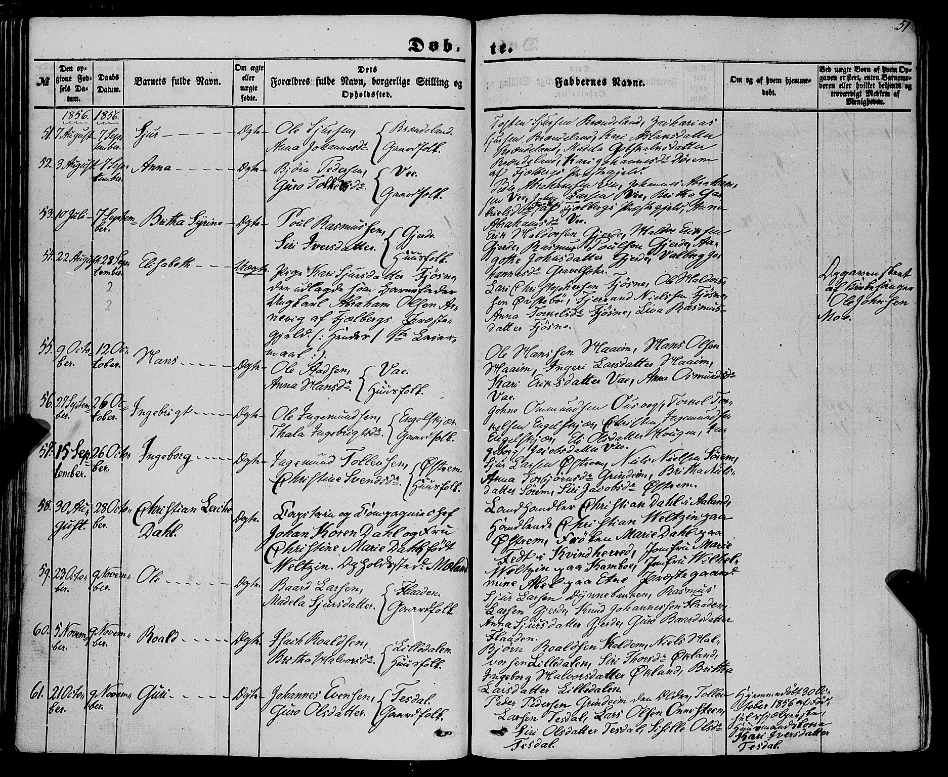 Etne sokneprestembete, AV/SAB-A-75001/H/Haa: Parish register (official) no. A 8, 1848-1862, p. 51