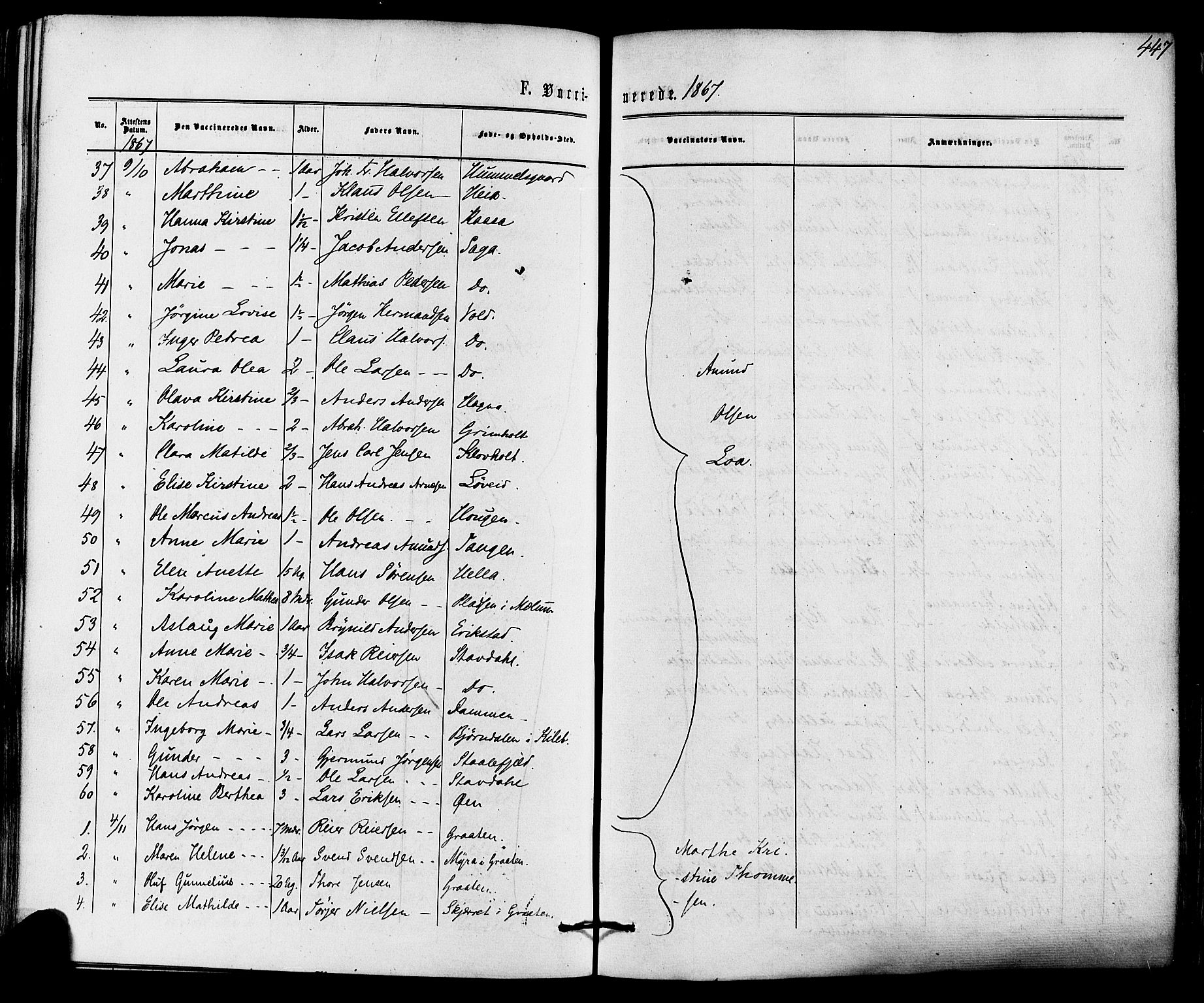 Solum kirkebøker, AV/SAKO-A-306/F/Fa/L0008: Parish register (official) no. I 8, 1865-1876, p. 447