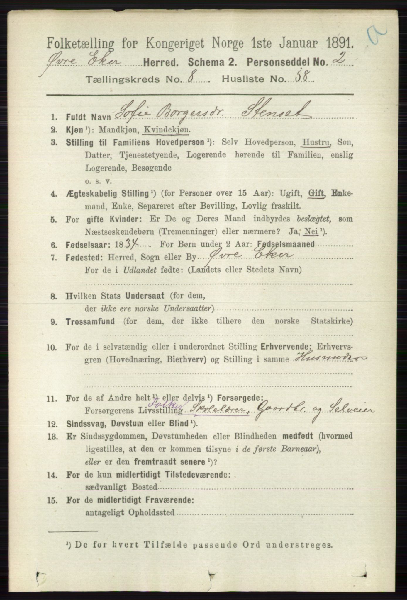 RA, 1891 census for 0624 Øvre Eiker, 1891, p. 3567