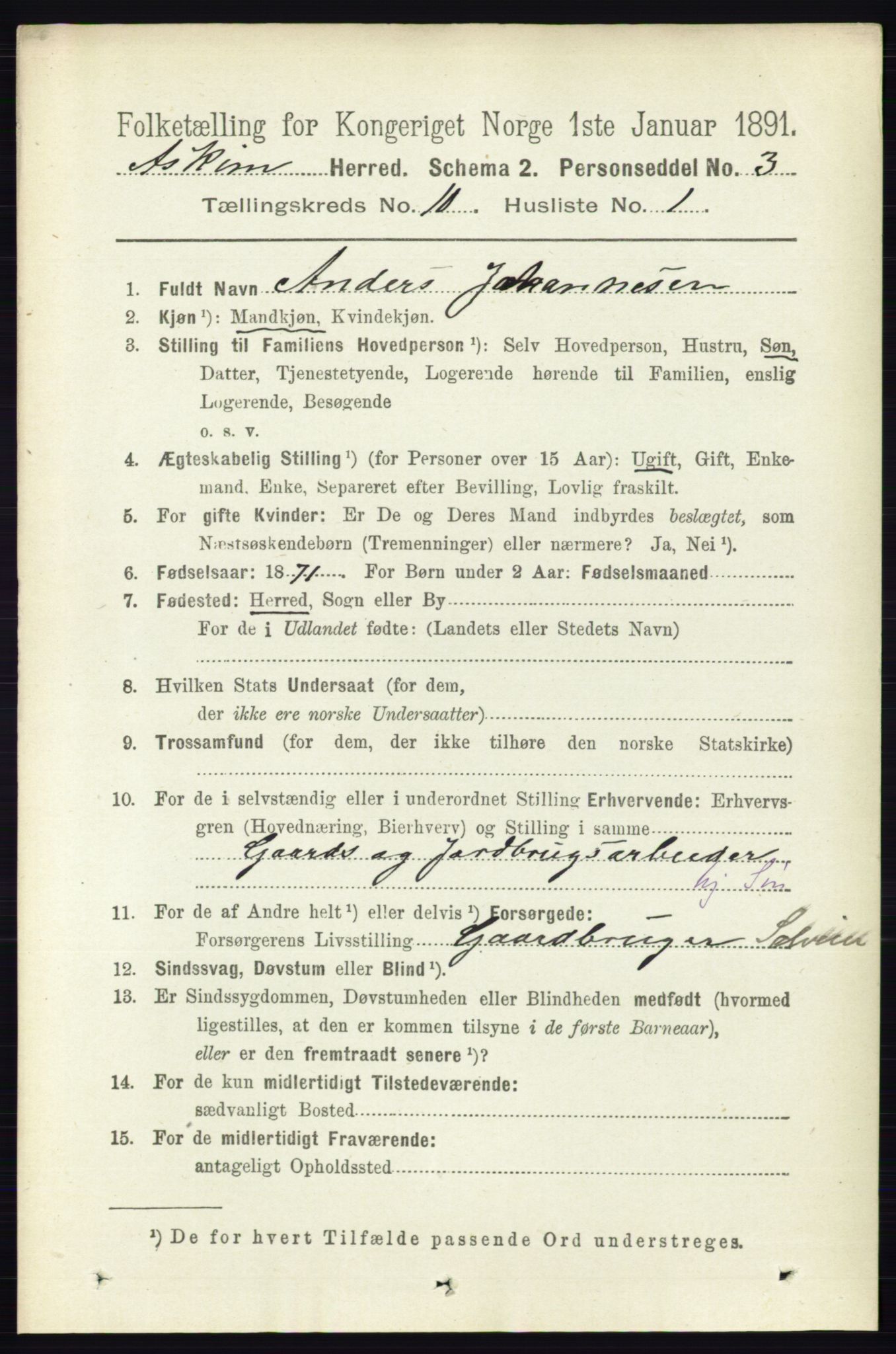 RA, 1891 census for 0124 Askim, 1891, p. 1609