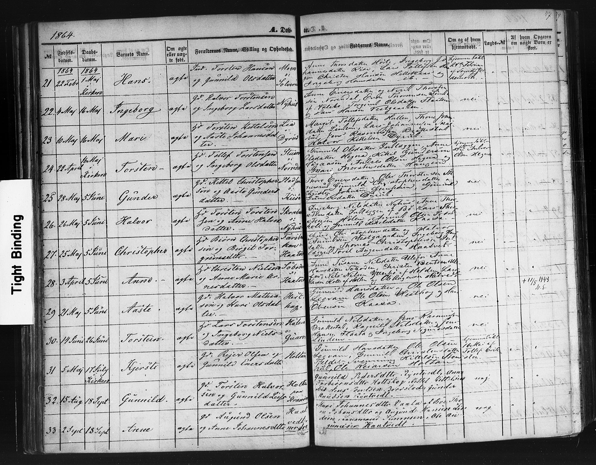 Sauherad kirkebøker, SAKO/A-298/F/Fb/L0001: Parish register (official) no. II 1, 1851-1877, p. 47