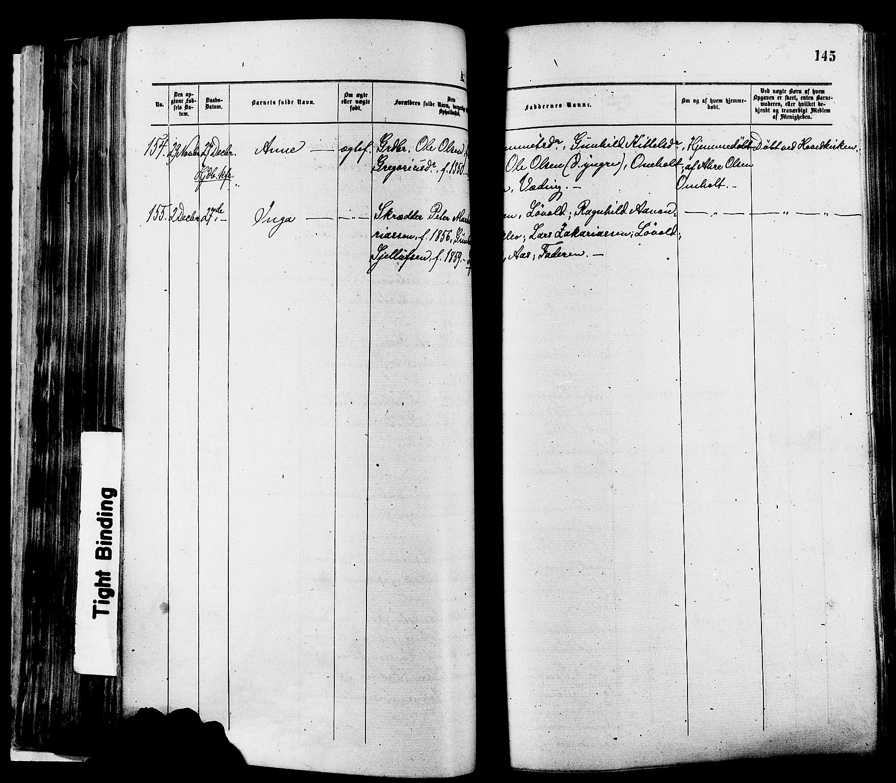 Øyestad sokneprestkontor, AV/SAK-1111-0049/F/Fa/L0016: Parish register (official) no. A 16, 1874-1886, p. 145