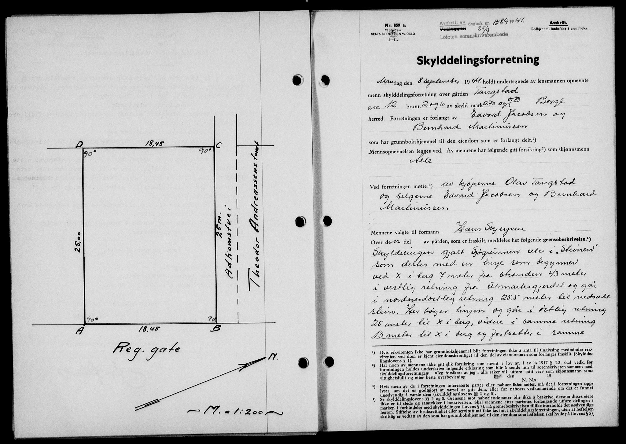 Lofoten sorenskriveri, SAT/A-0017/1/2/2C/L0008a: Mortgage book no. 8a, 1940-1941, Diary no: : 1589/1941