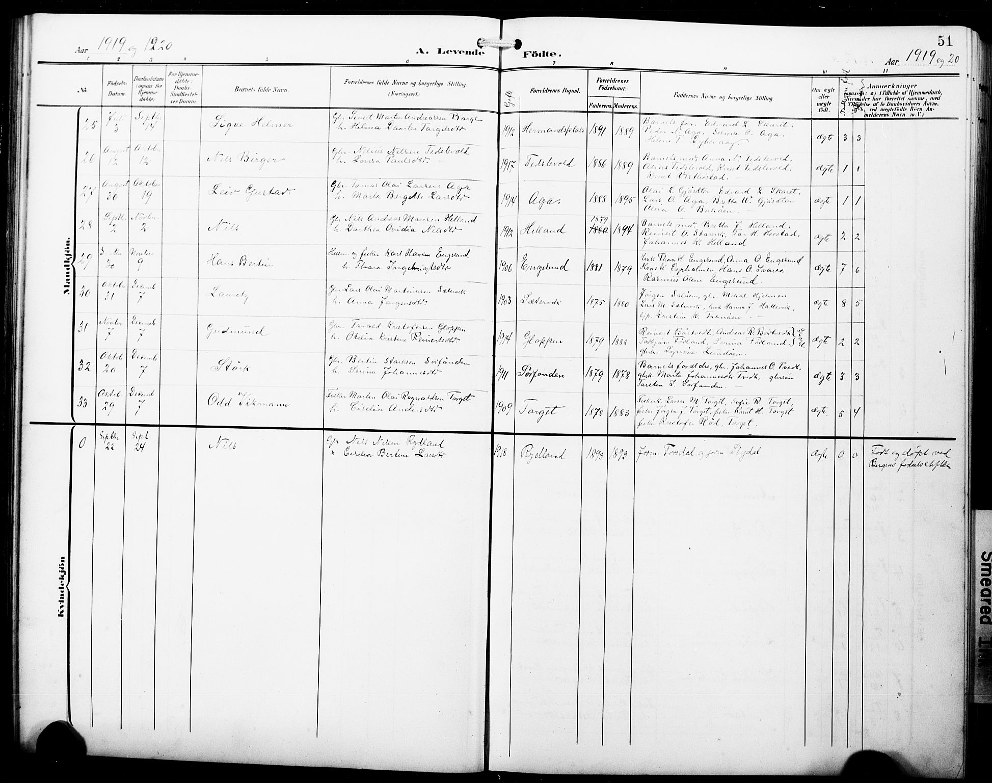 Fitjar sokneprestembete, SAB/A-99926: Parish register (copy) no. B 1, 1906-1928, p. 51