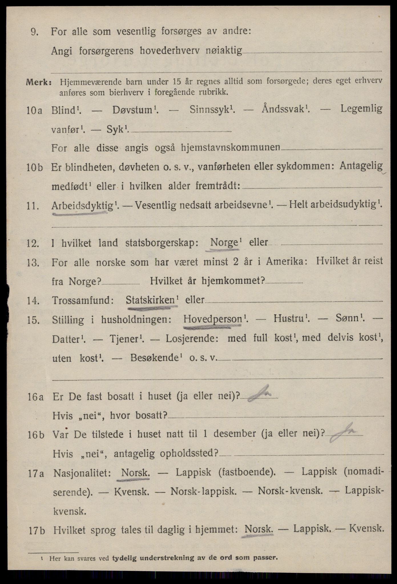 SAT, 1920 census for Strinda, 1920, p. 16907