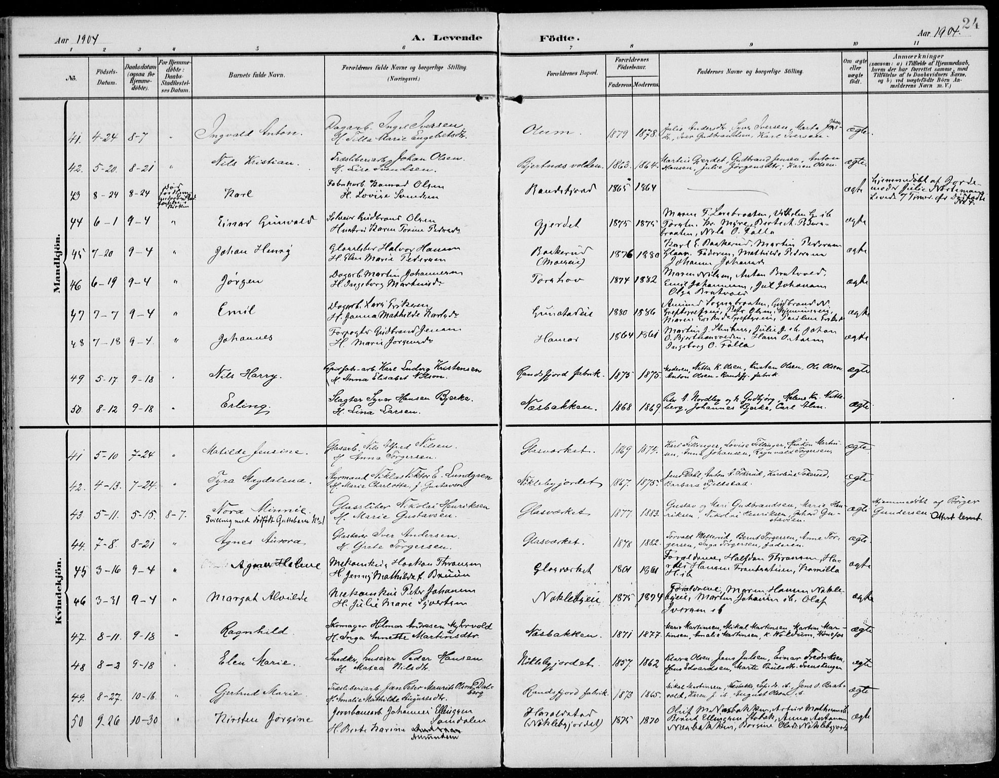 Jevnaker prestekontor, AV/SAH-PREST-116/H/Ha/Haa/L0011: Parish register (official) no. 11, 1902-1913, p. 24