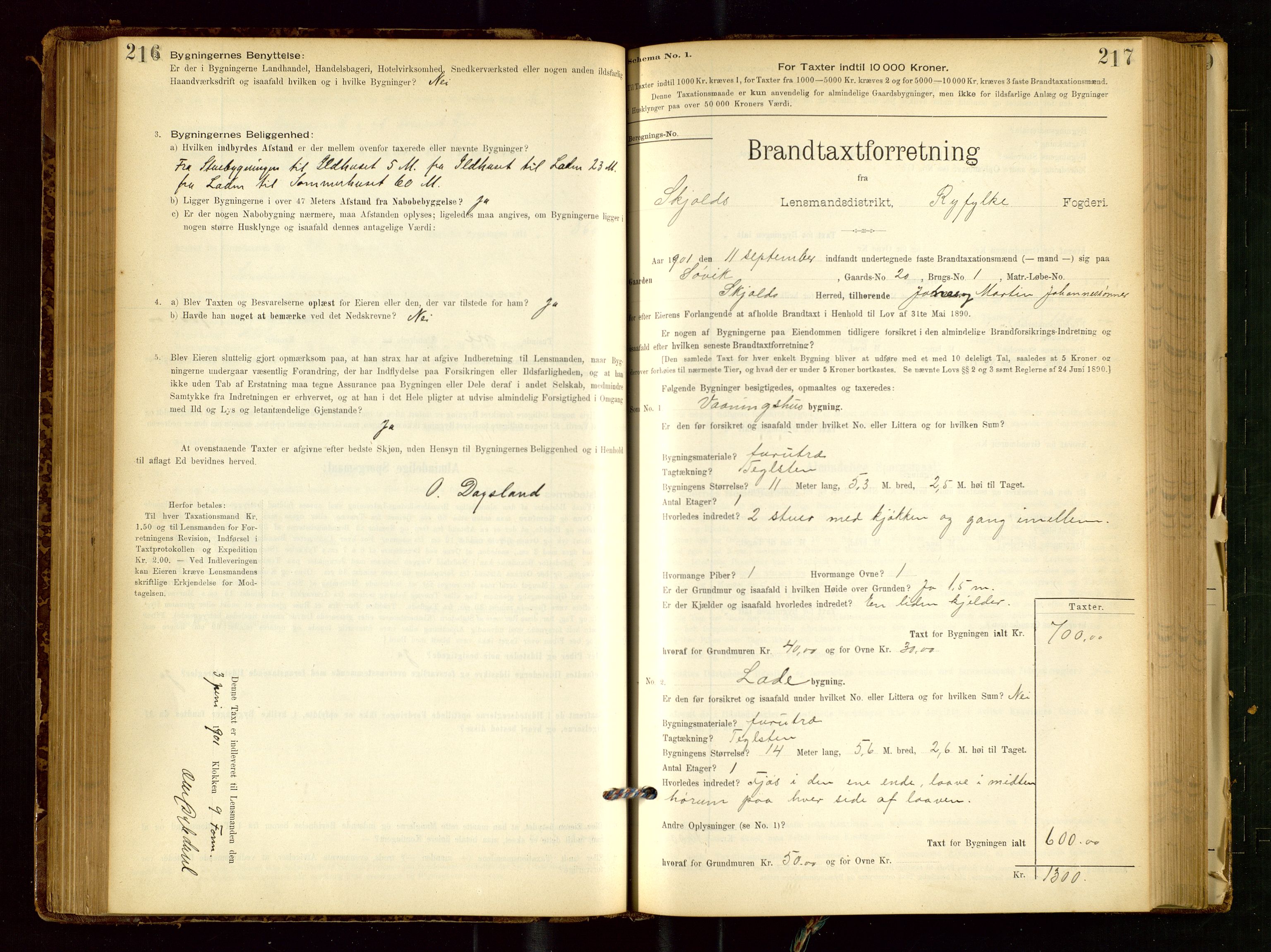 Skjold lensmannskontor, SAST/A-100182/Gob/L0001: "Brandtaxationsprotokol for Skjold Lensmandsdistrikt Ryfylke Fogderi", 1894-1939, p. 216-217