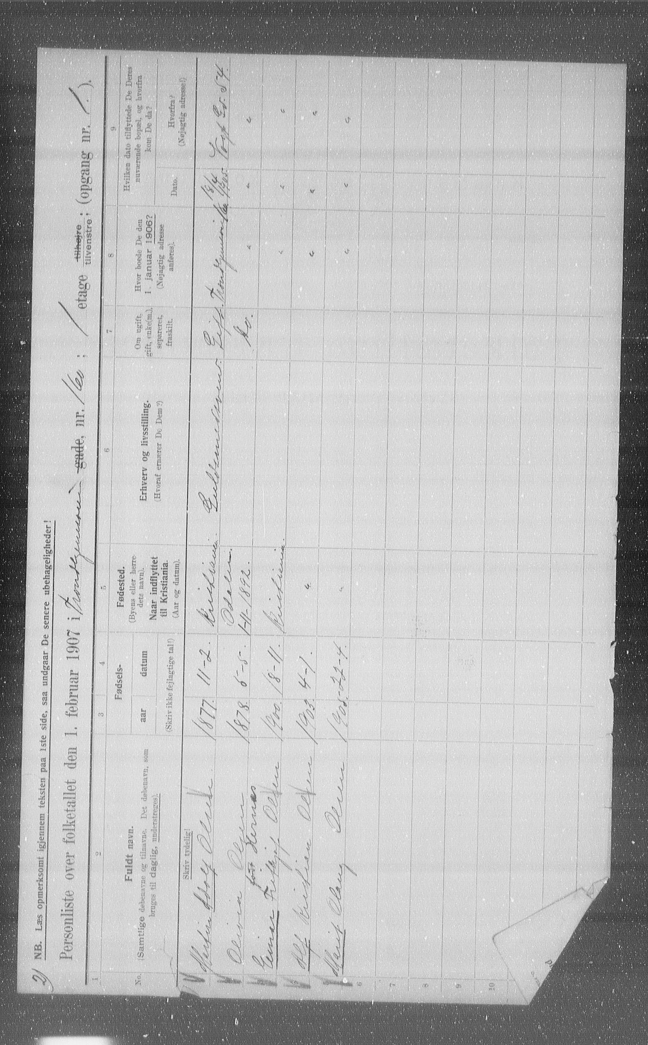 OBA, Municipal Census 1907 for Kristiania, 1907, p. 59686