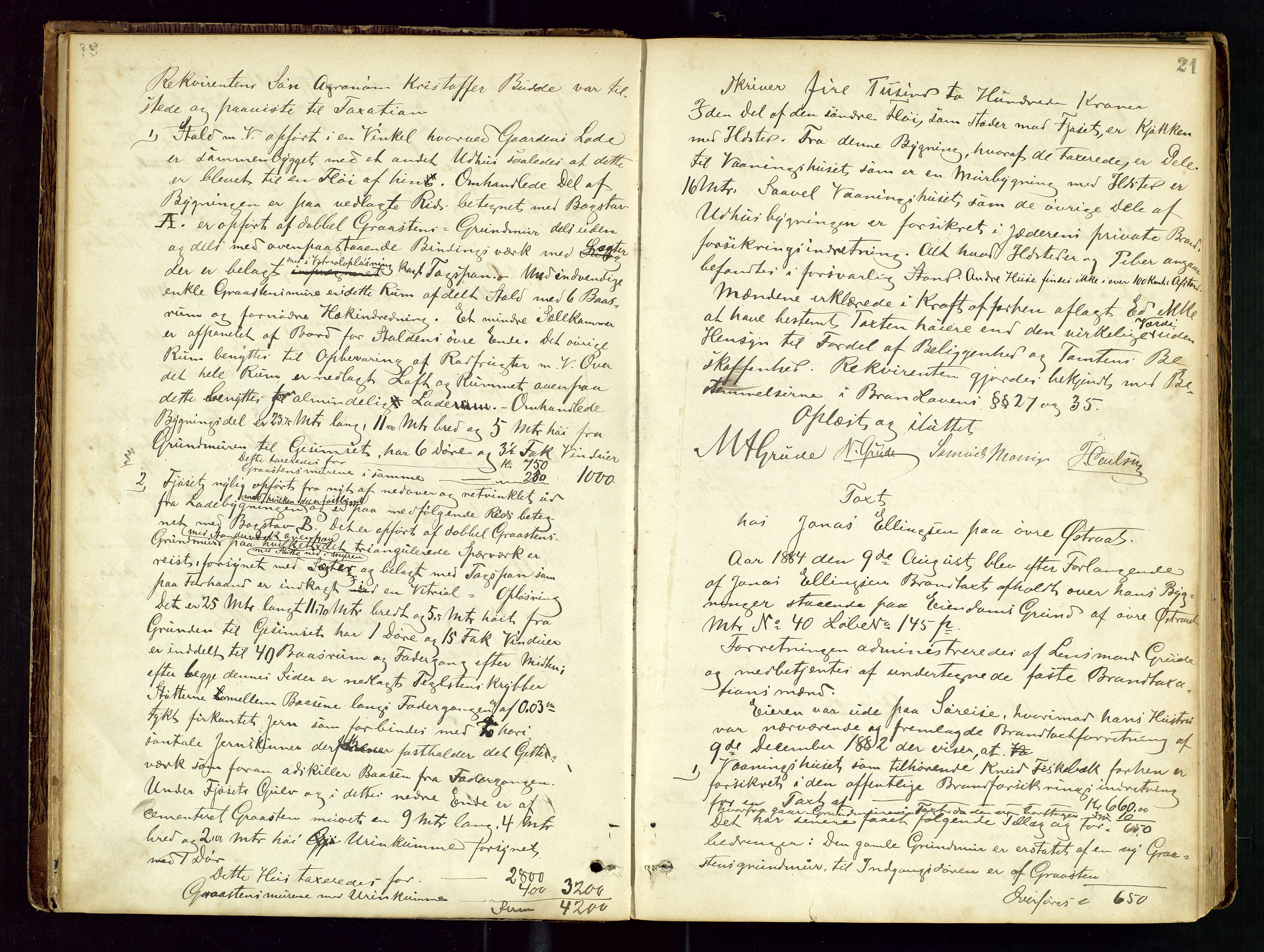 Høyland/Sandnes lensmannskontor, AV/SAST-A-100166/Goa/L0002: "Brandtaxtprotokol for Landafdelingen i Høiland", 1880-1917, p. 20b-21a