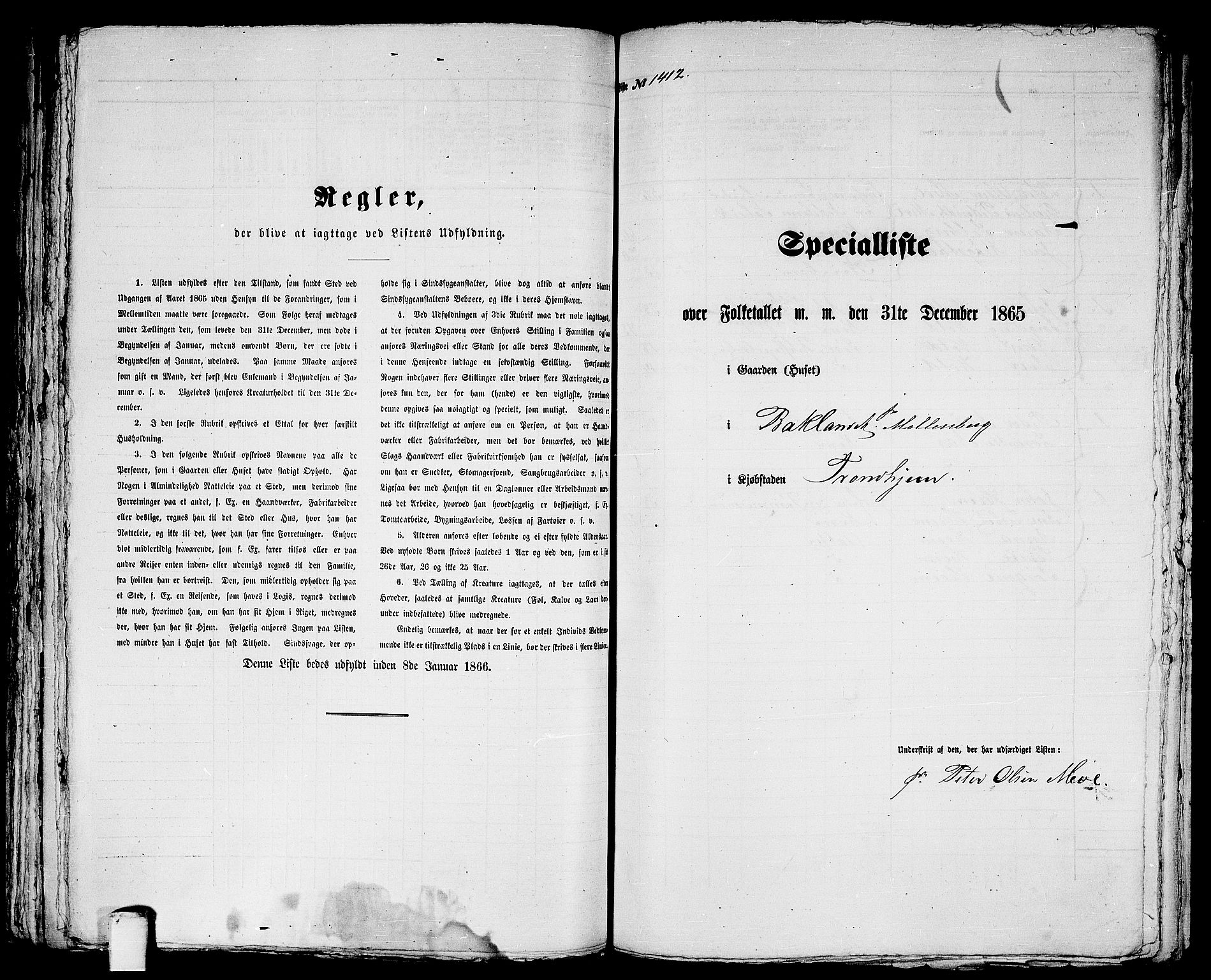 RA, 1865 census for Trondheim, 1865, p. 2923