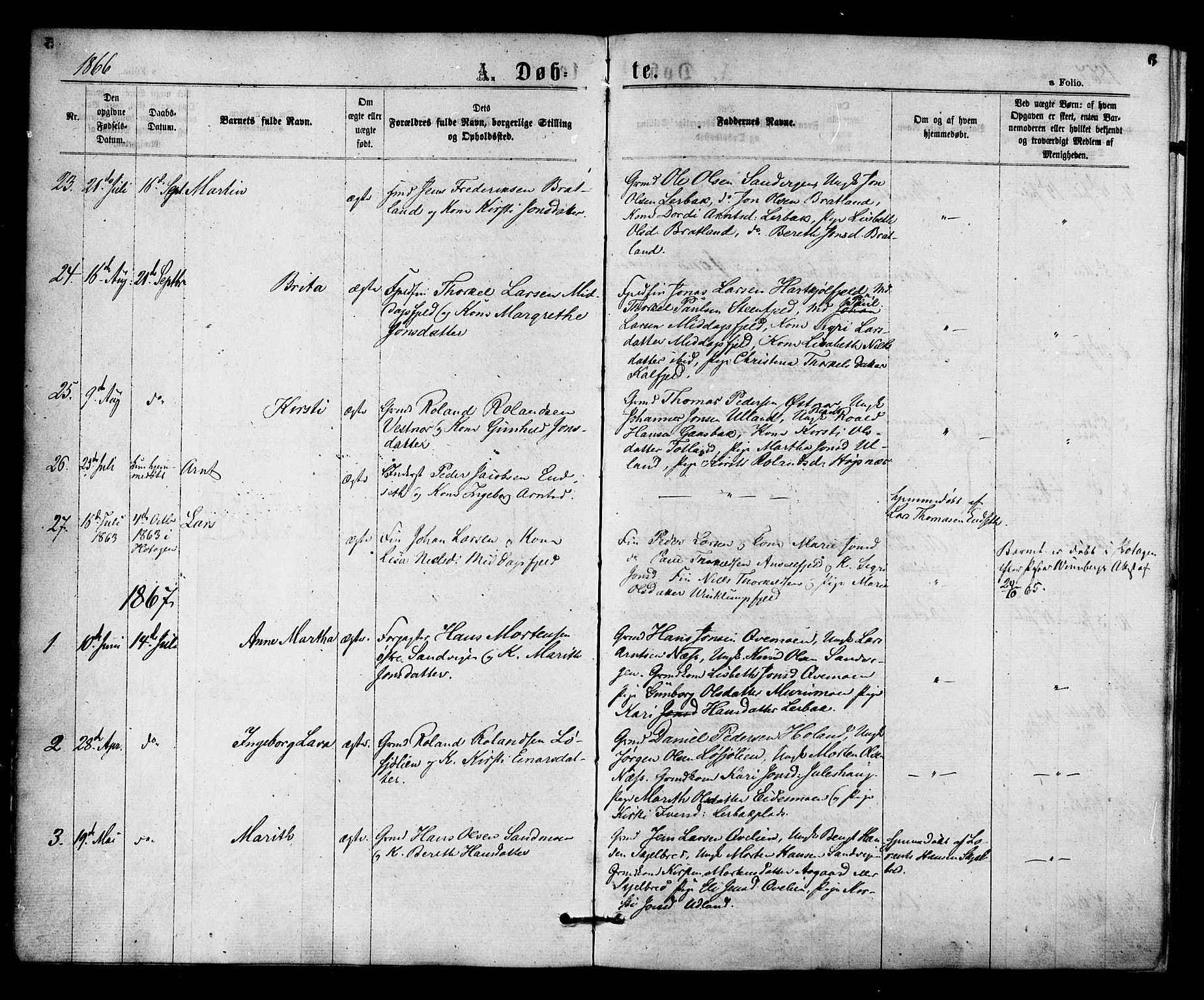 Ministerialprotokoller, klokkerbøker og fødselsregistre - Nord-Trøndelag, SAT/A-1458/755/L0493: Parish register (official) no. 755A02, 1865-1881, p. 6