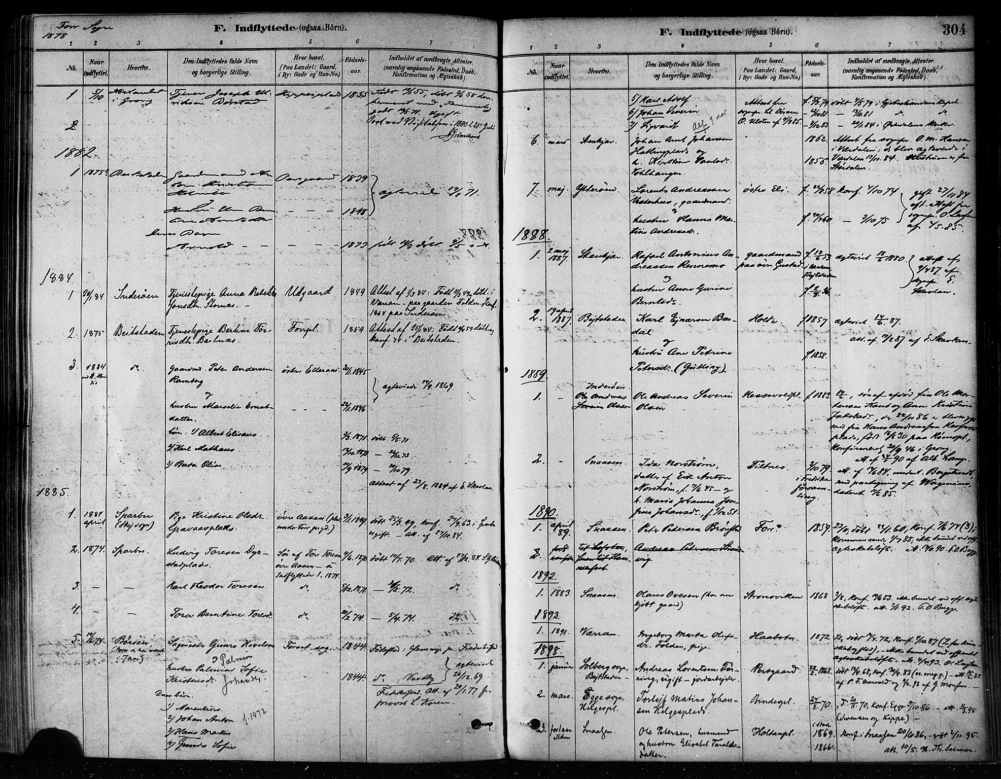 Ministerialprotokoller, klokkerbøker og fødselsregistre - Nord-Trøndelag, AV/SAT-A-1458/746/L0448: Parish register (official) no. 746A07 /1, 1878-1900, p. 304