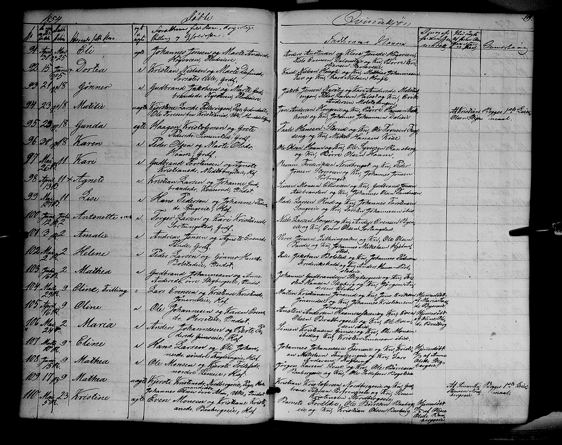 Ringsaker prestekontor, AV/SAH-PREST-014/K/Ka/L0009: Parish register (official) no. 9, 1850-1860, p. 119