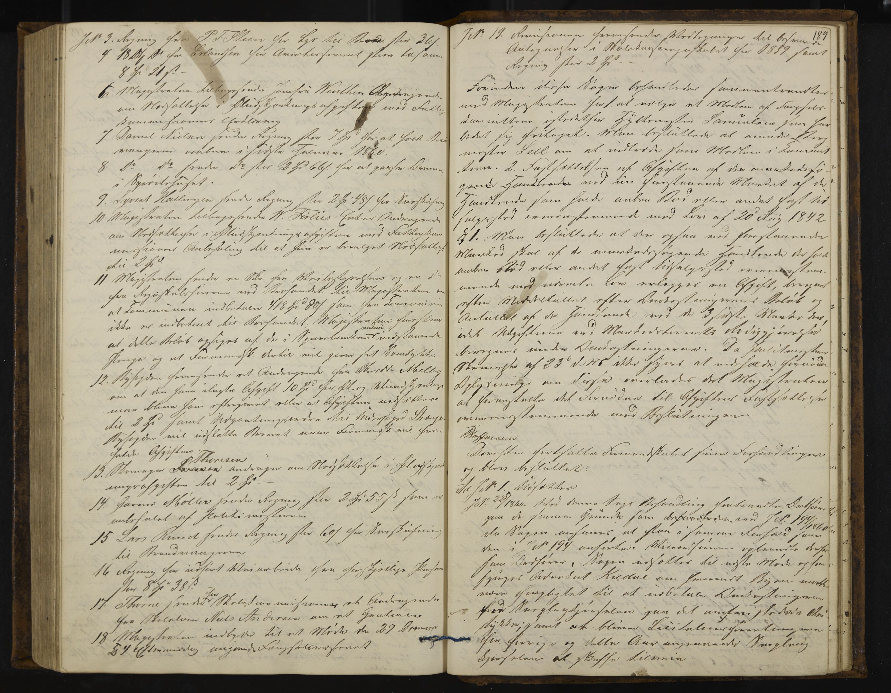 Kongsberg formannskap og sentraladministrasjon, IKAK/0604021-1/A/L0003: Møtebok med register, 1856-1861, p. 189
