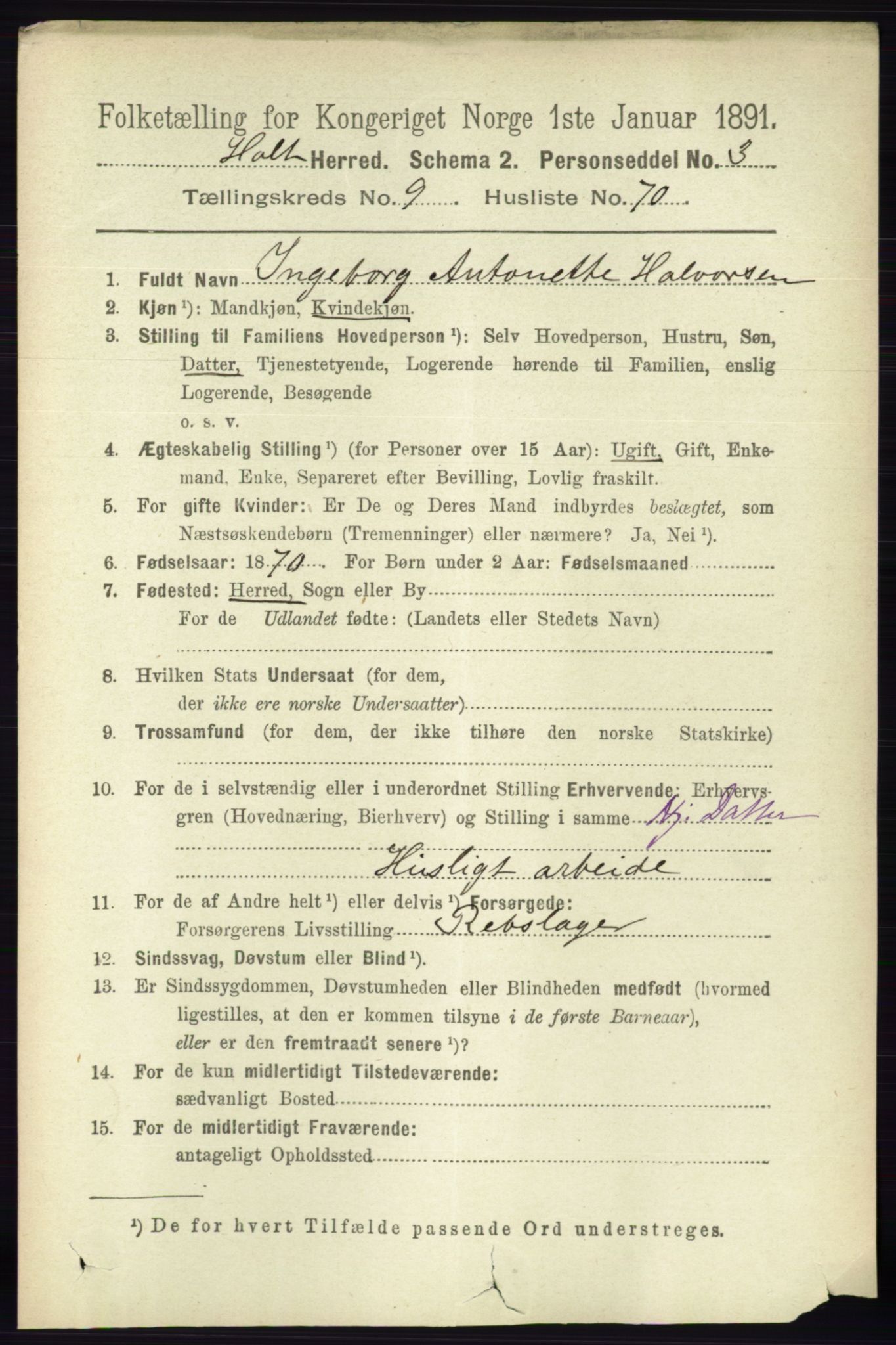 RA, 1891 census for 0914 Holt, 1891, p. 4361