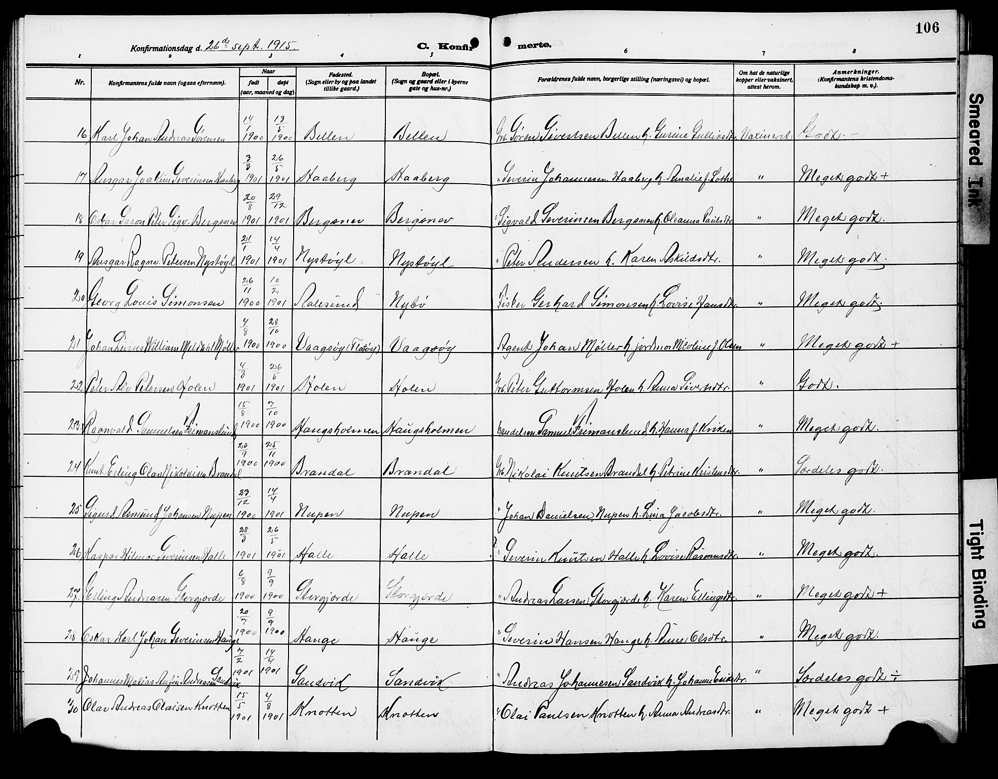 Ministerialprotokoller, klokkerbøker og fødselsregistre - Møre og Romsdal, AV/SAT-A-1454/503/L0050: Parish register (copy) no. 503C05, 1909-1922, p. 106