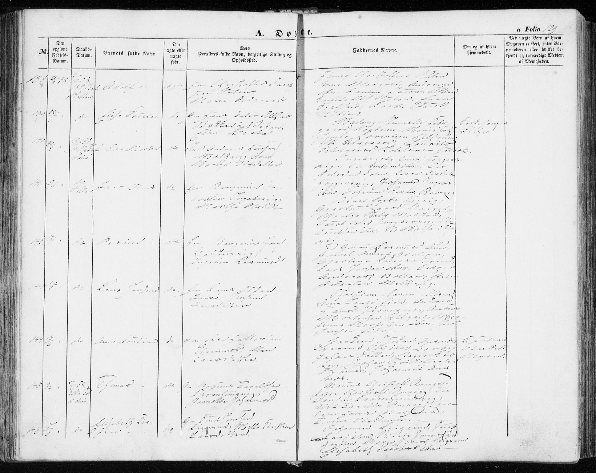 Ministerialprotokoller, klokkerbøker og fødselsregistre - Sør-Trøndelag, AV/SAT-A-1456/634/L0530: Parish register (official) no. 634A06, 1852-1860, p. 129