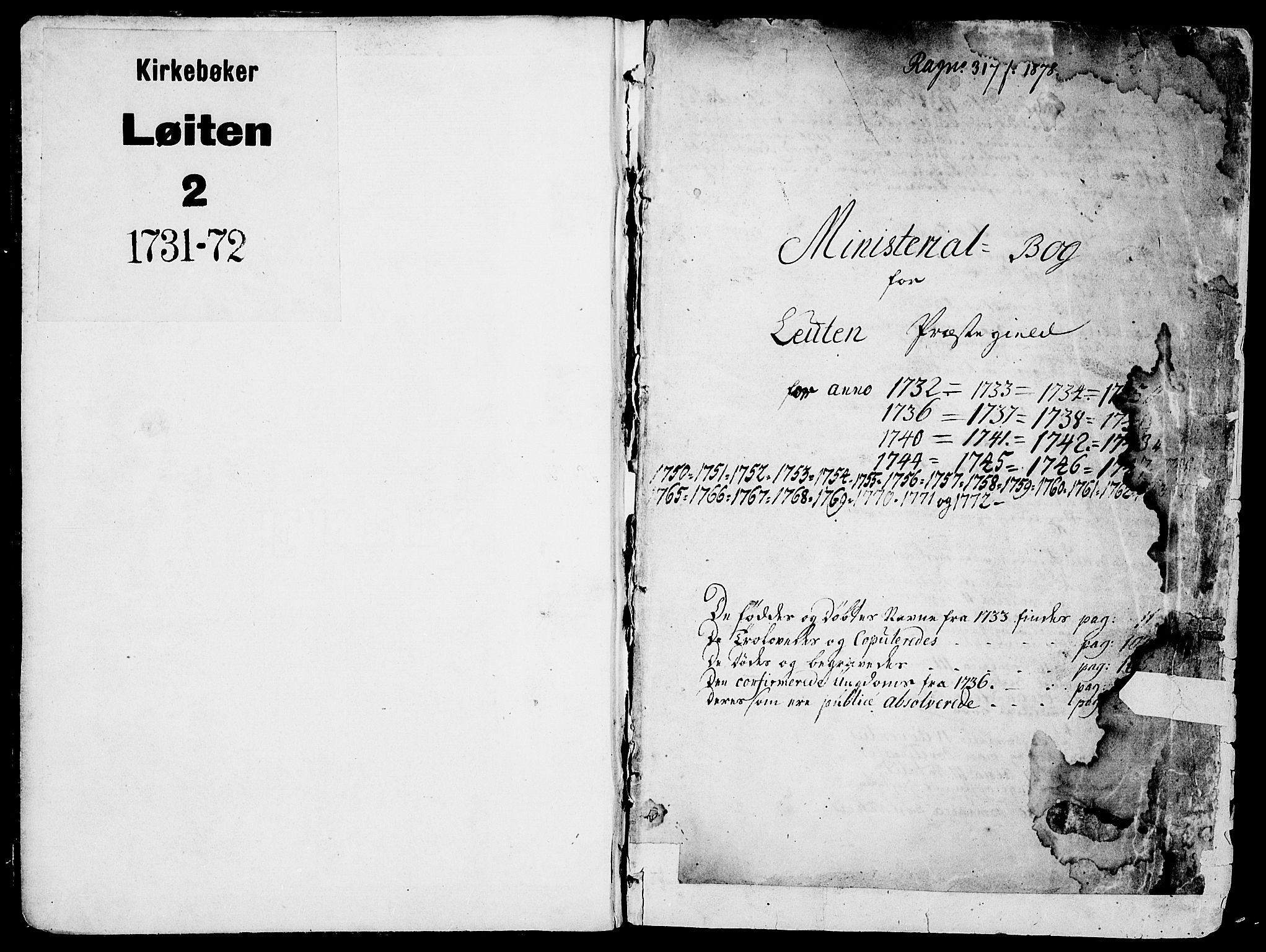 Løten prestekontor, AV/SAH-PREST-022/K/Ka/L0002: Parish register (official) no. 2, 1731-1772