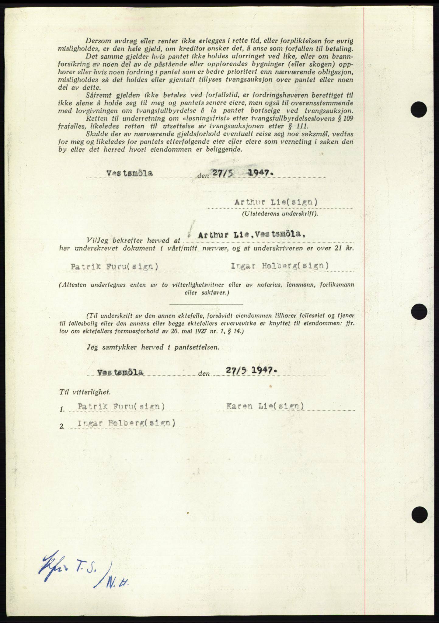 Nordmøre sorenskriveri, AV/SAT-A-4132/1/2/2Ca: Mortgage book no. B96, 1947-1947, Diary no: : 1382/1947